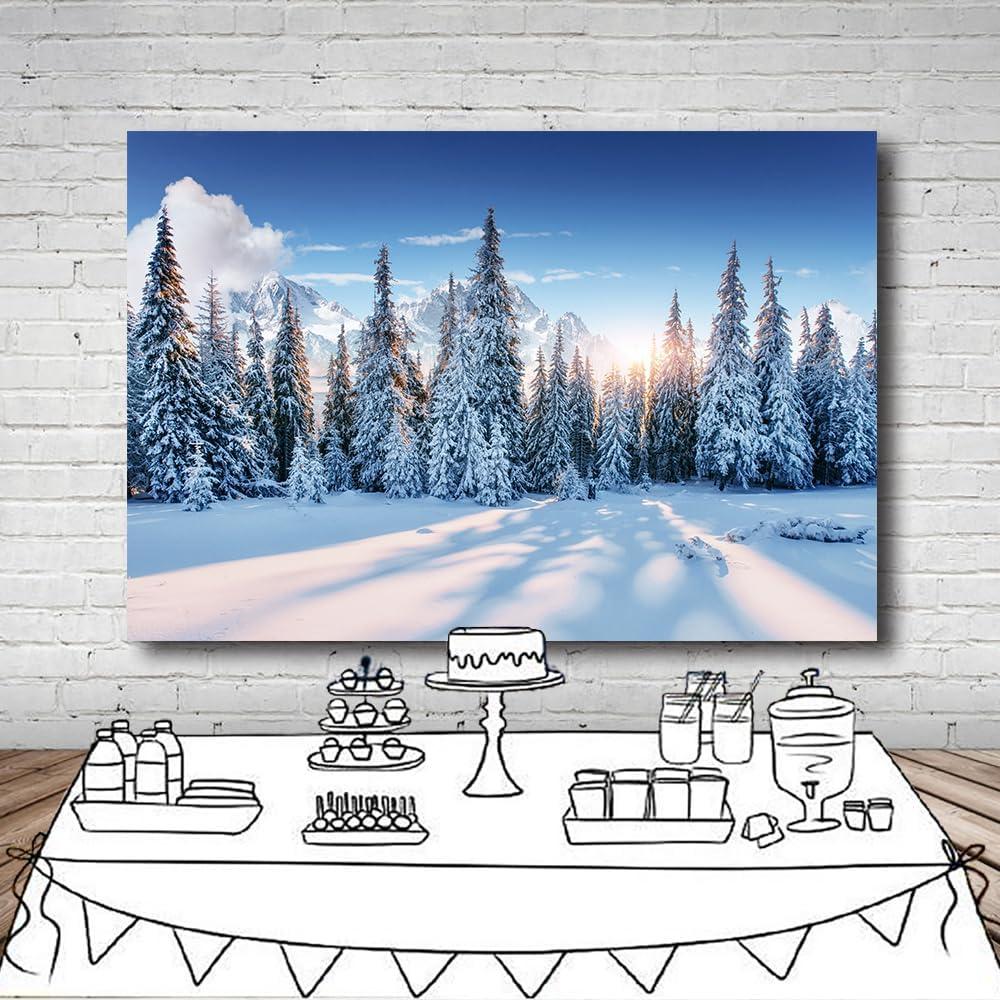 Fondo de Fotografía Navidad DePhoto 2.1x1.5m Bosque Nieve