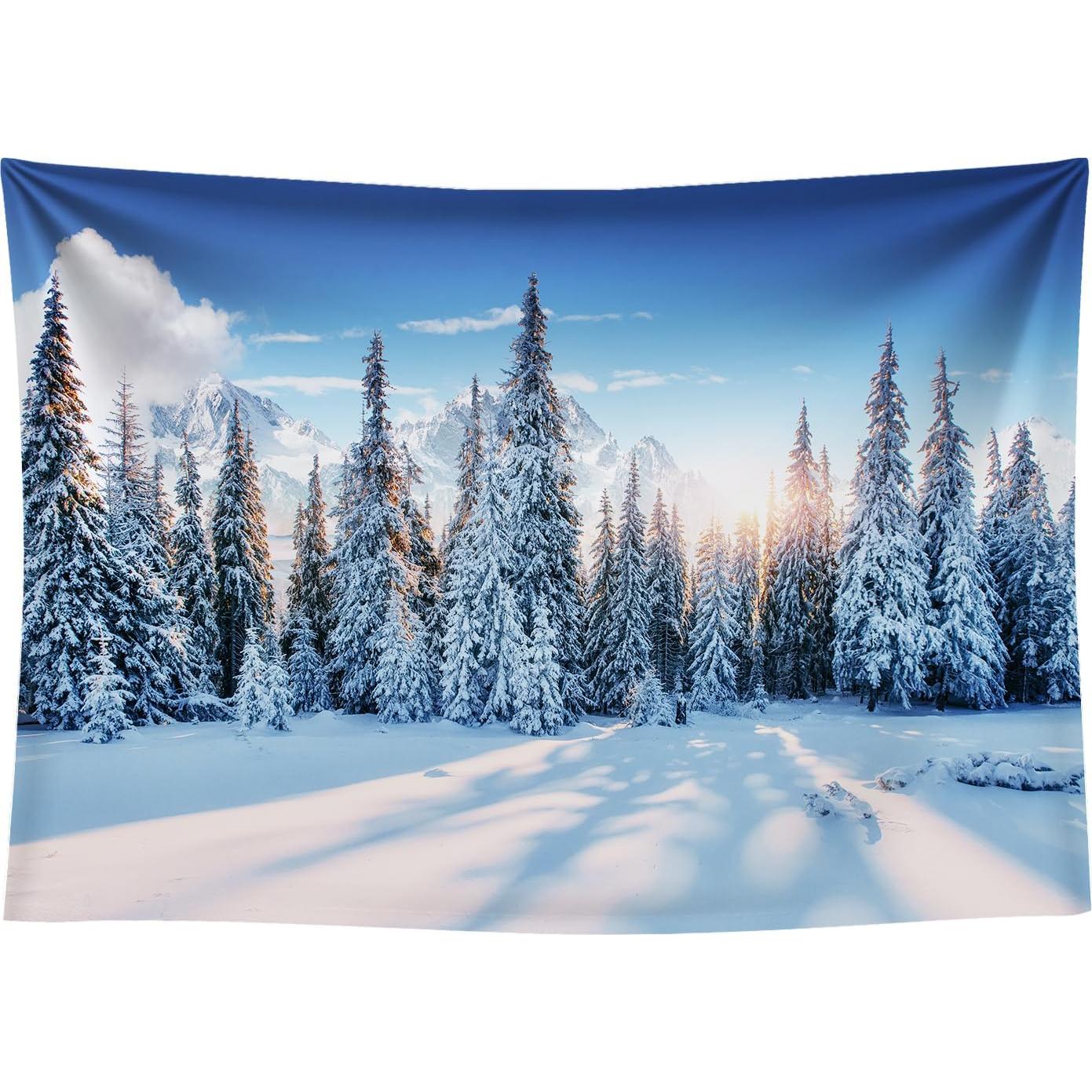 Fondo de Fotografía Navidad DePhoto 2.1x1.5m Bosque Nieve