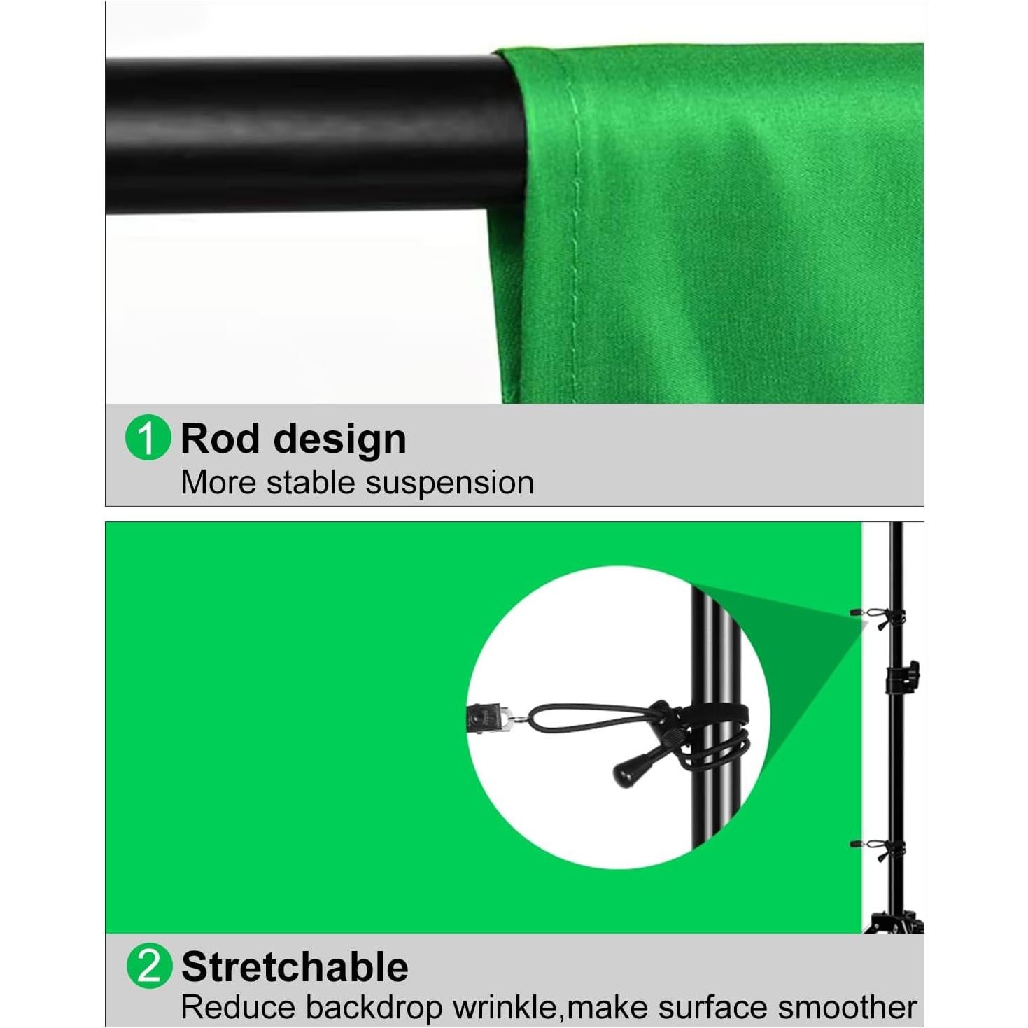 Green Screen Background for Photography, PULUZ Green Screen Sheet 3.3ft×6.6ft Background Kit Cloth Fabric Curtain with 4 Clamps Backdrop for Video Recording, Photoshoot and YouTube