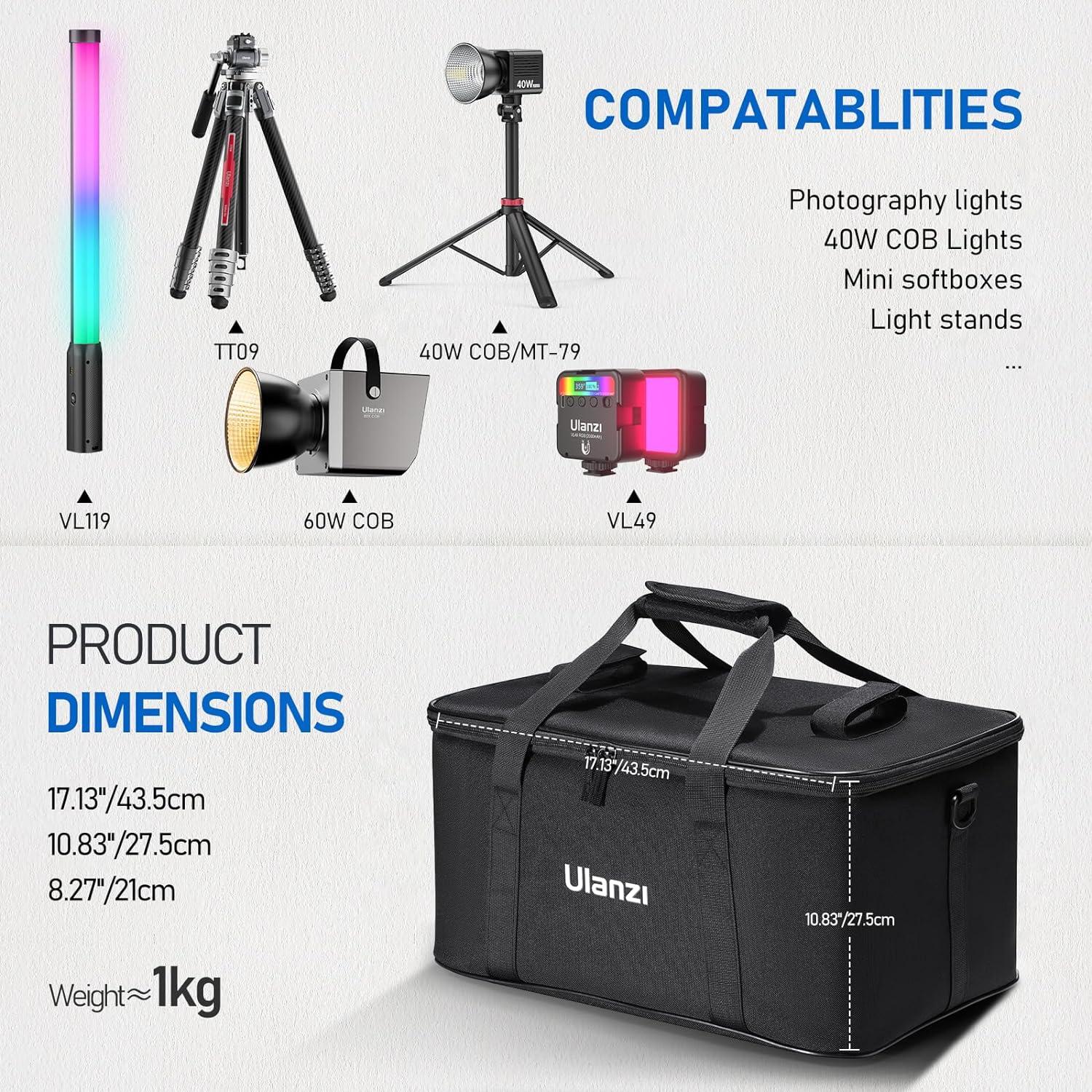 Luz de Video LED ULANZI 100W Bi-Color + Bolsa de Transporte