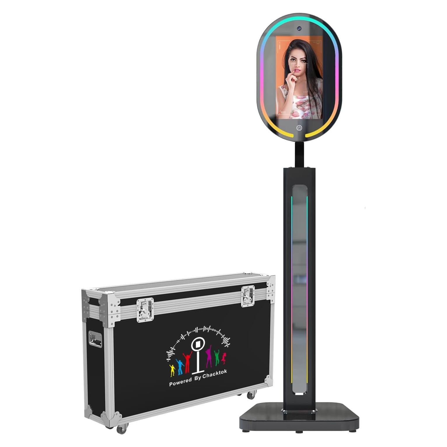 MWE Magic Mirror Photo Booth Touch Screen with 1200W Pixel 4K HD Camera,RGB Surround Light Music Sync,Mirror Video Booth with Software APP Remote Control (16in)