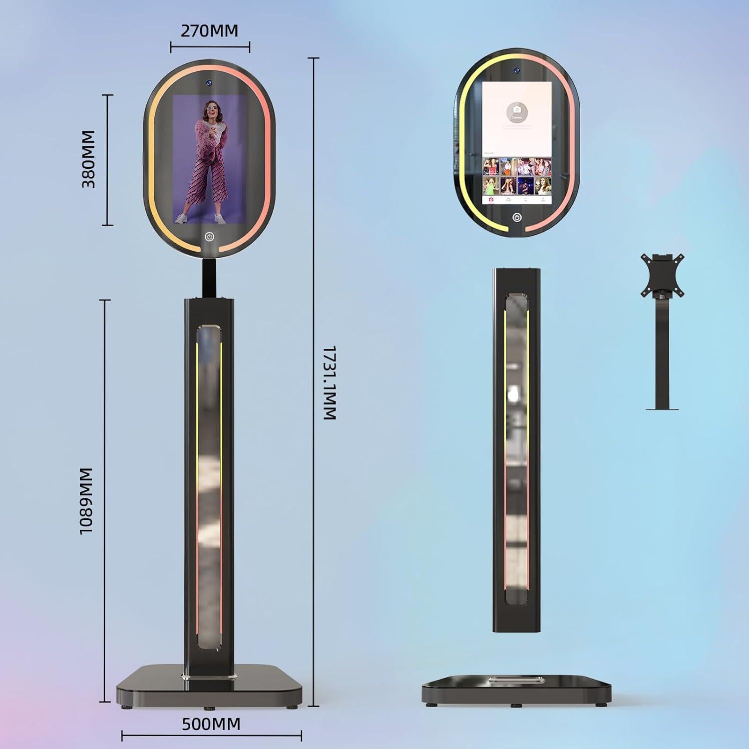 MWE Magic Mirror Photo Booth Touch Screen with 1200W Pixel 4K HD Camera,RGB Surround Light Music Sync,Mirror Video Booth with Software APP Remote Control (16in)