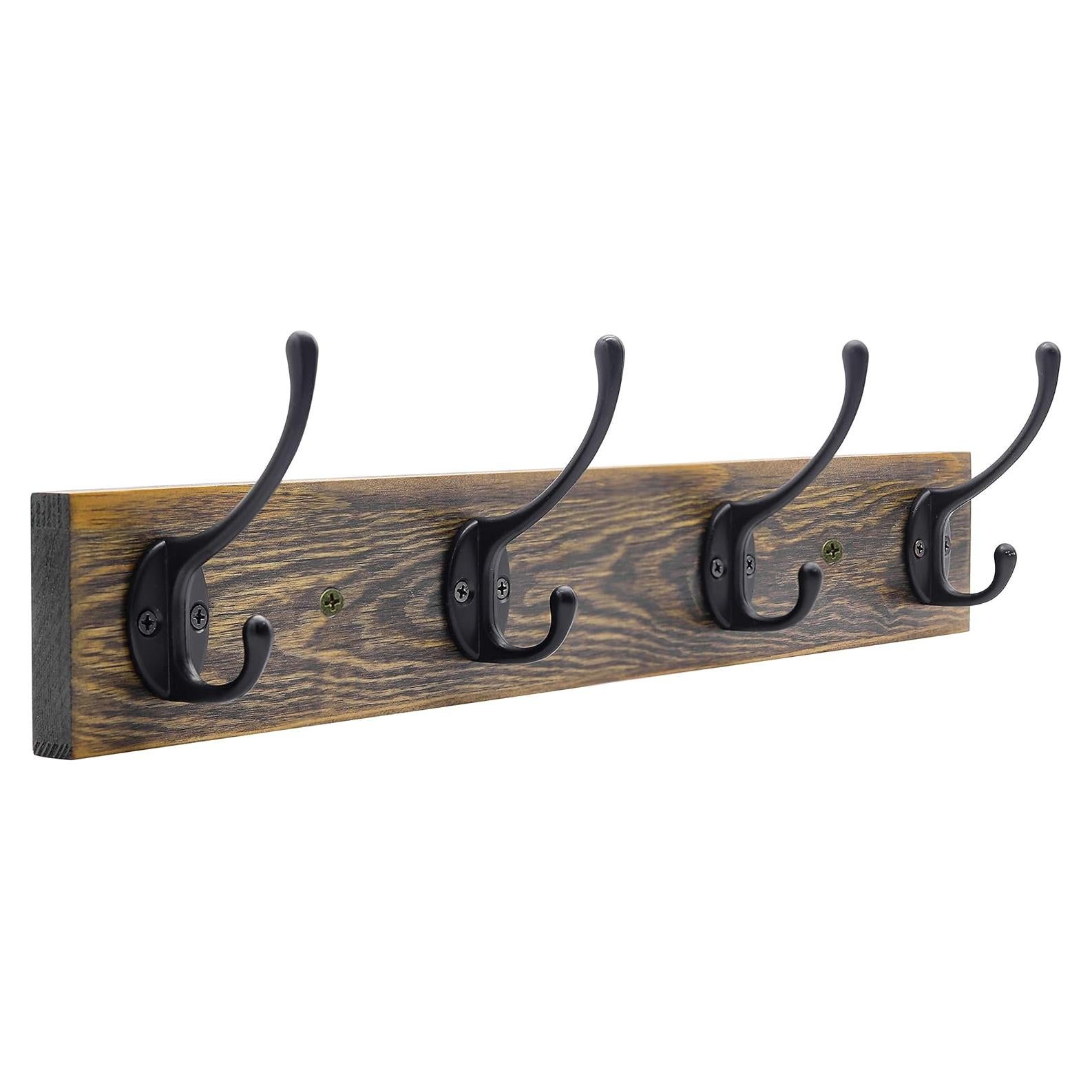 Perchero de pared IBosins con 4 ganchos rústicos negros