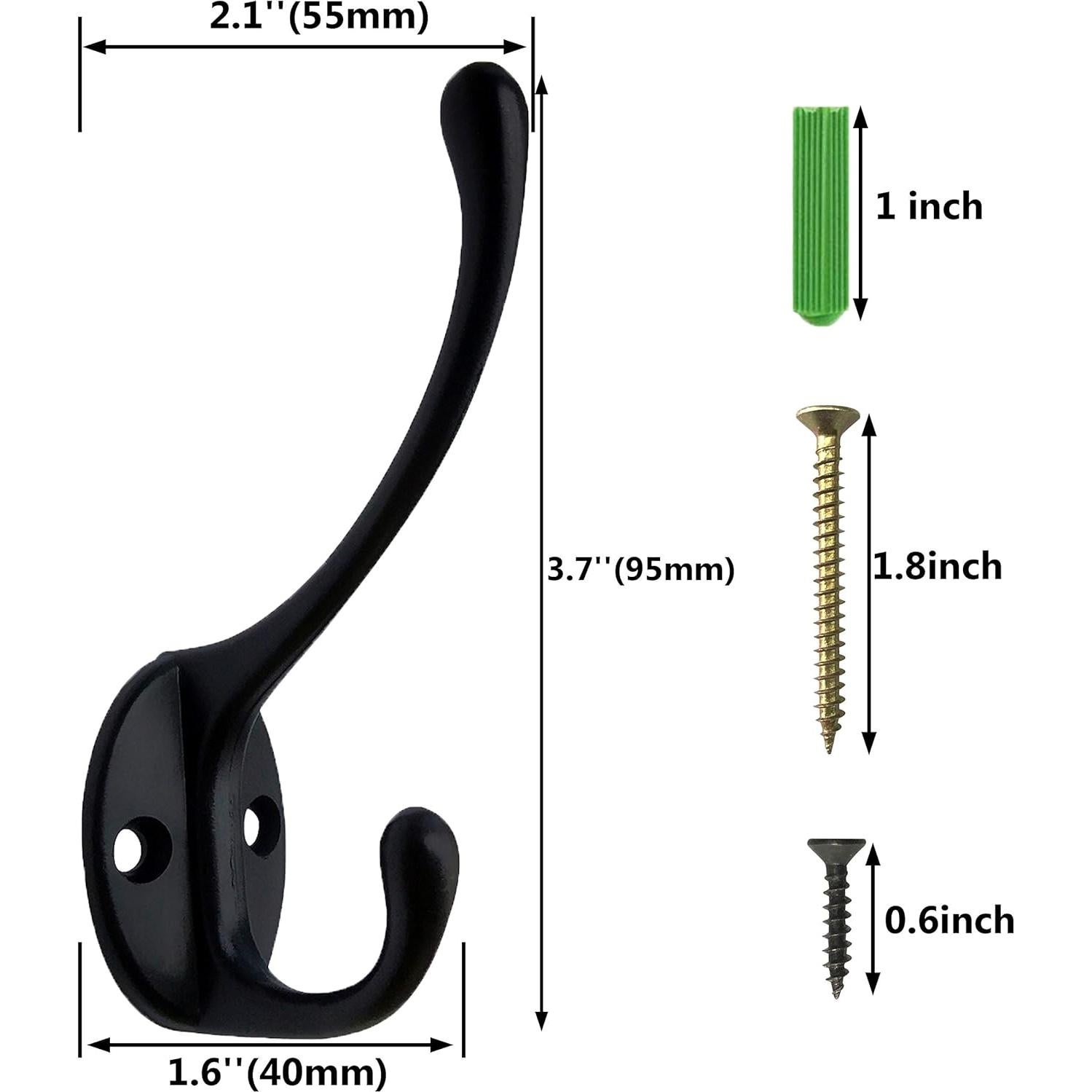 Perchero de pared IBosins con 4 ganchos rústicos negros