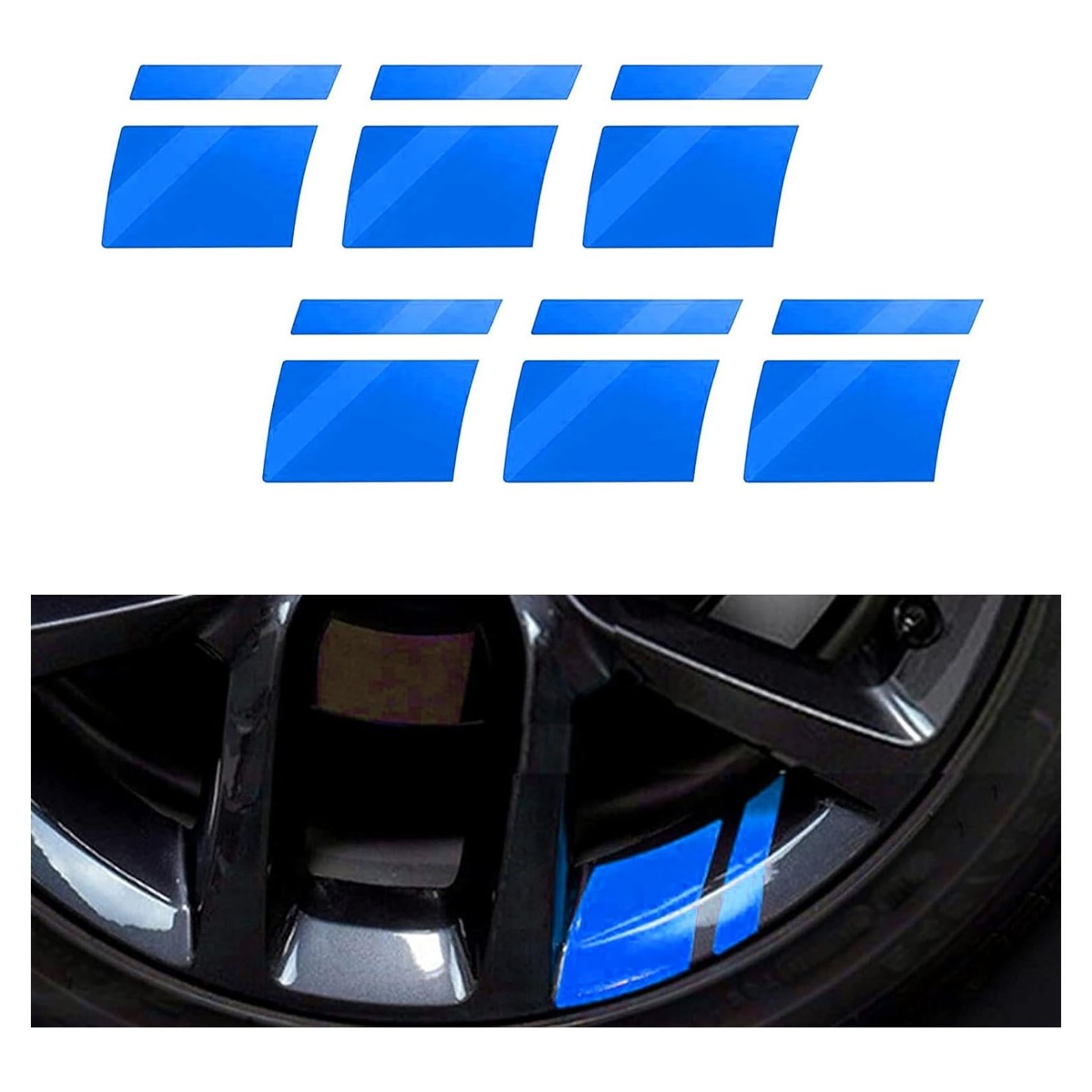 gunhunt 6 PCS Car Reflective Stickers, Wheel Rim Decal Stripes Car Decals, Automotive Decals Hash Stripe Stickers for 18-21 Inch Wheels Tire Rim Safety Decoration Accessories (Blue)