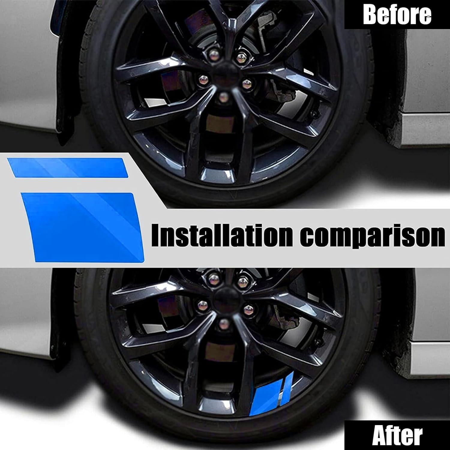 gunhunt 6 PCS Car Reflective Stickers, Wheel Rim Decal Stripes Car Decals, Automotive Decals Hash Stripe Stickers for 18-21 Inch Wheels Tire Rim Safety Decoration Accessories (Blue)