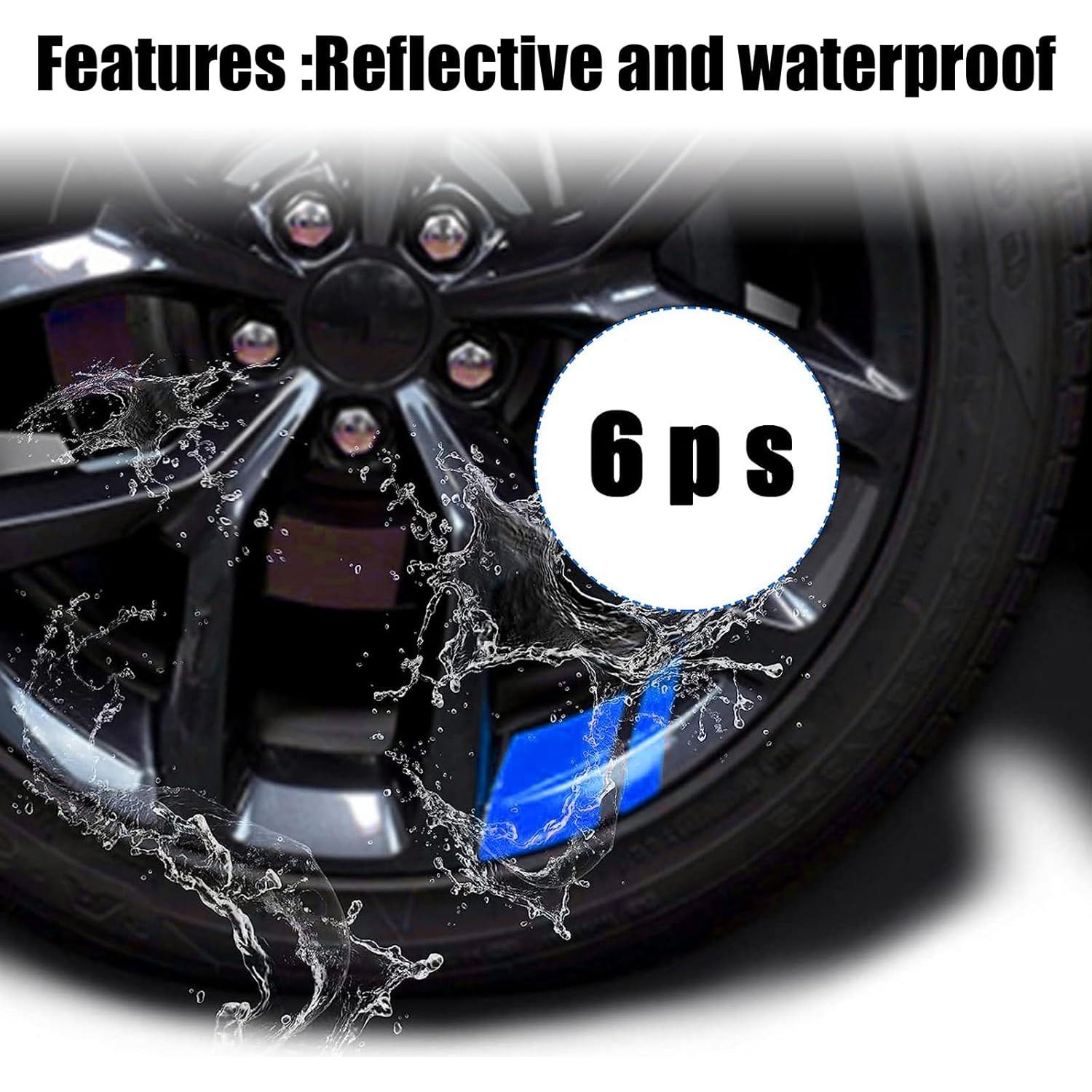 gunhunt 6 PCS Car Reflective Stickers, Wheel Rim Decal Stripes Car Decals, Automotive Decals Hash Stripe Stickers for 18-21 Inch Wheels Tire Rim Safety Decoration Accessories (Blue)