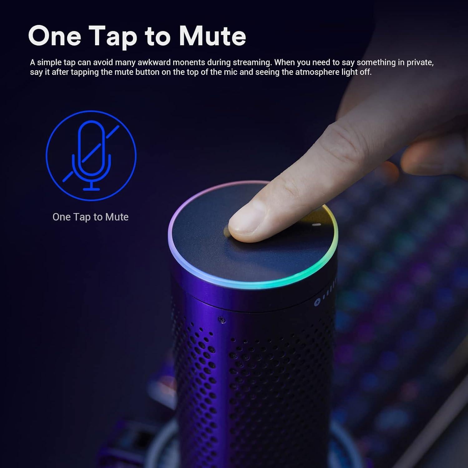 GODOX EM68G RGB USB Condenser Microphone, Professional USB Microphone Kit with Foldable Table Stand & Headphone Output, Volume Control, USB Type C with iOS, PC and Mac for Recording, Gaming, YouTube