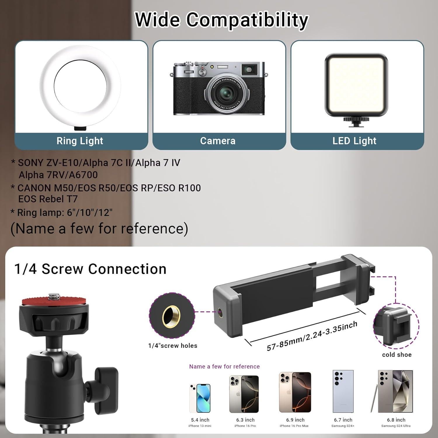 Trípode Ligero LenTok para Luz de Anillo 1.75m Ajustable
