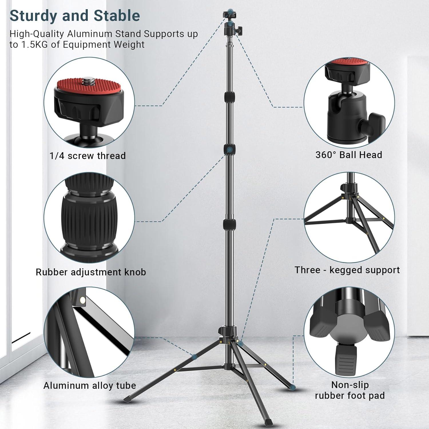 Trípode Ligero LenTok para Luz de Anillo 1.75m Ajustable