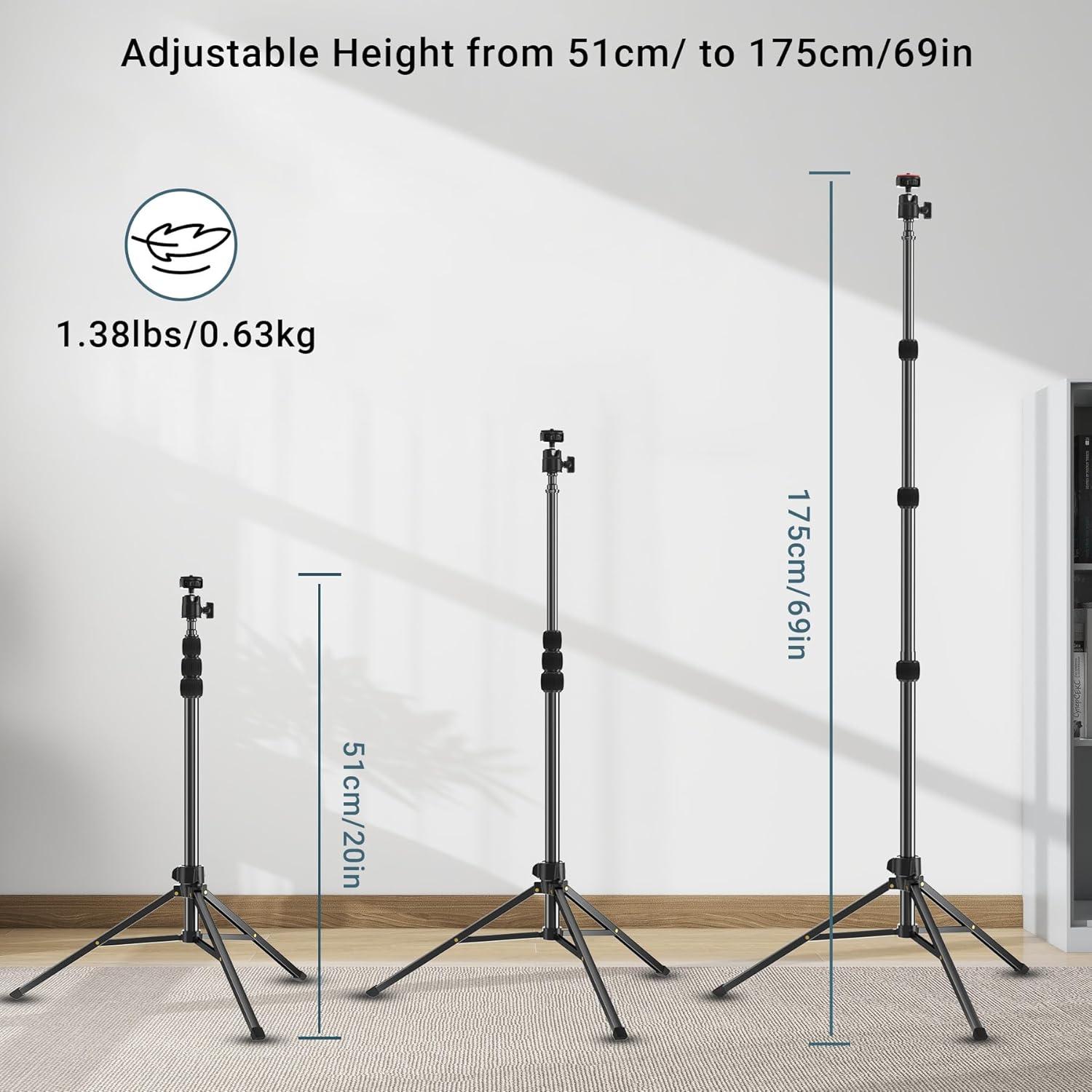 Trípode Ligero LenTok para Luz de Anillo 1.75m Ajustable