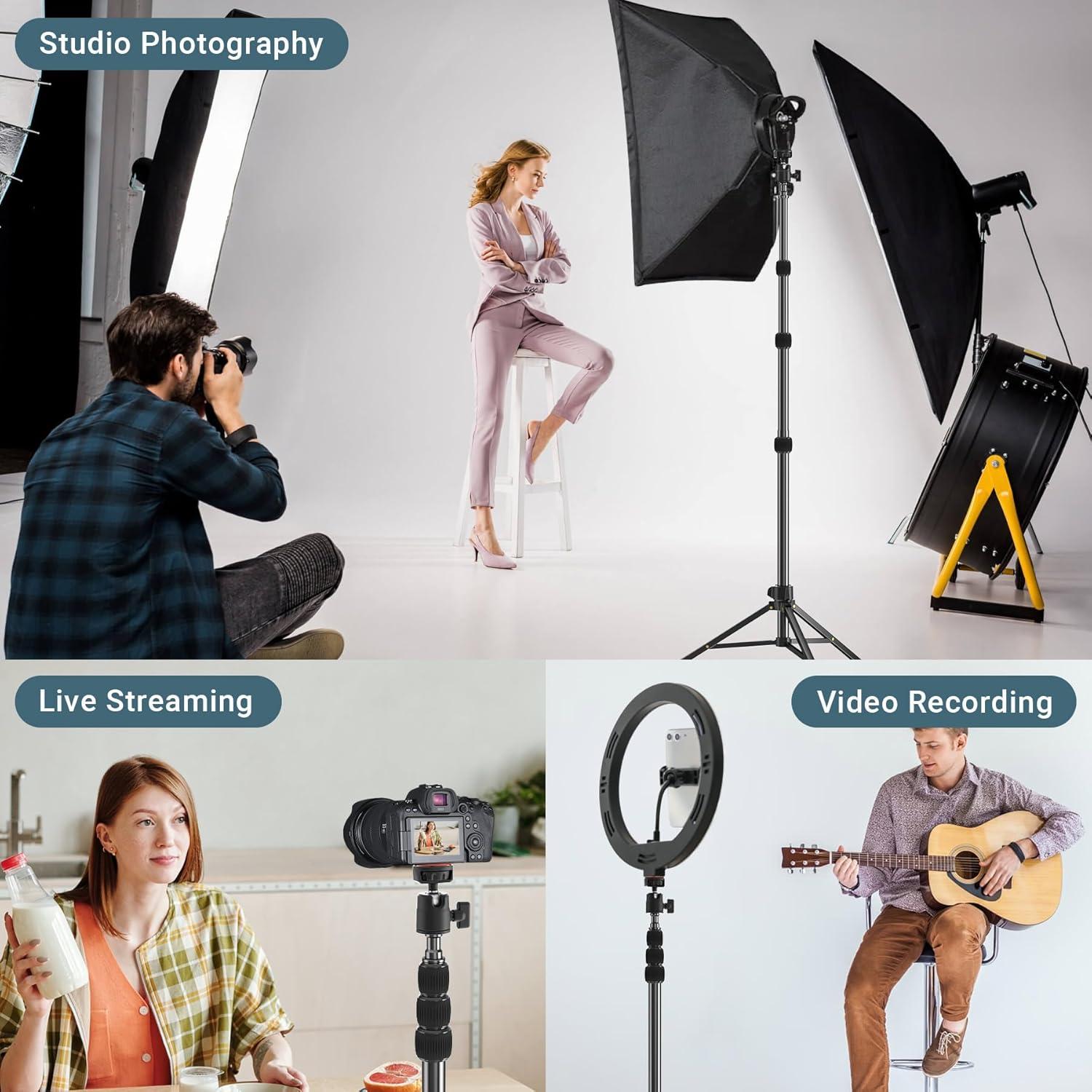 Trípode Ligero LenTok para Luz de Anillo 1.75m Ajustable