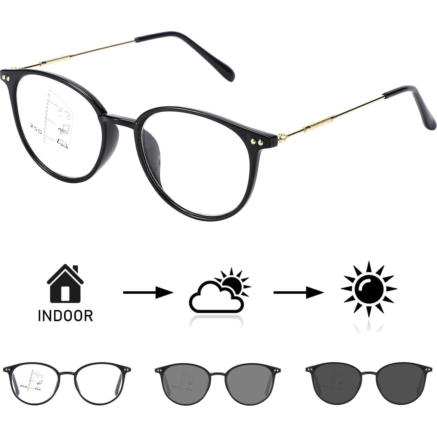 Gafas de lectura progresivas TigerKui - Lentes fotocromáticas y bloqueadoras de luz azul