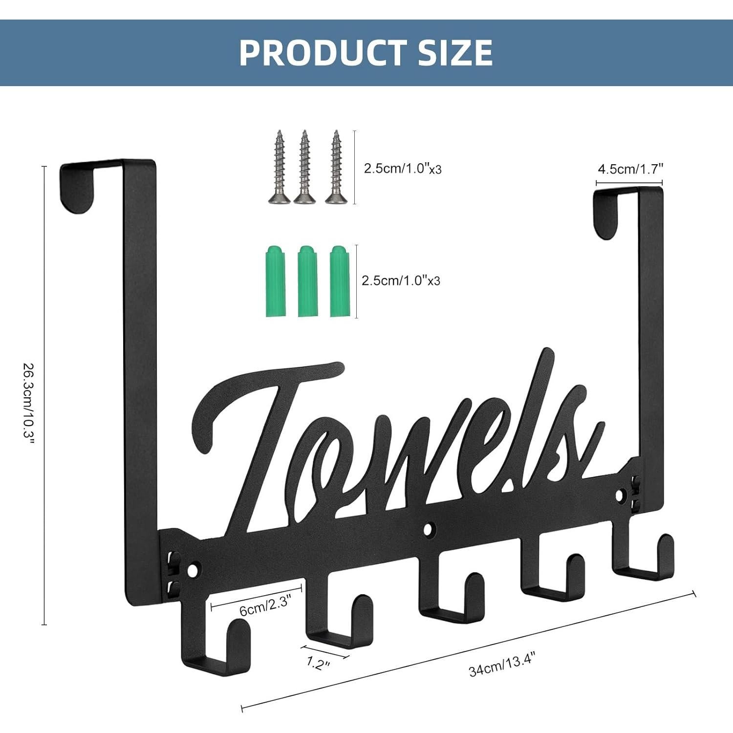 Ganchos Sobre Puerta Azmoncy 5 Ganchos Negro Alta Resistencia