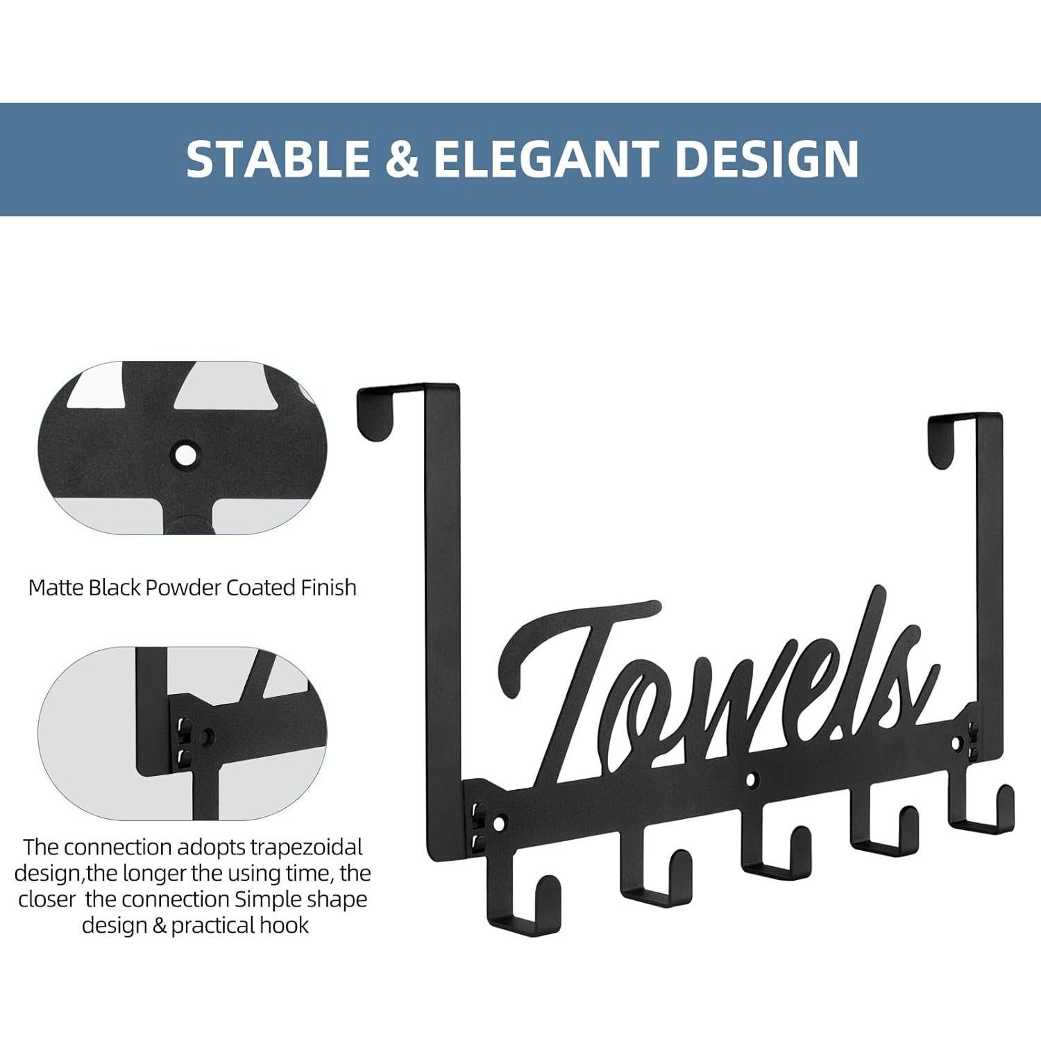 Ganchos Sobre Puerta Azmoncy 5 Ganchos Negro Alta Resistencia