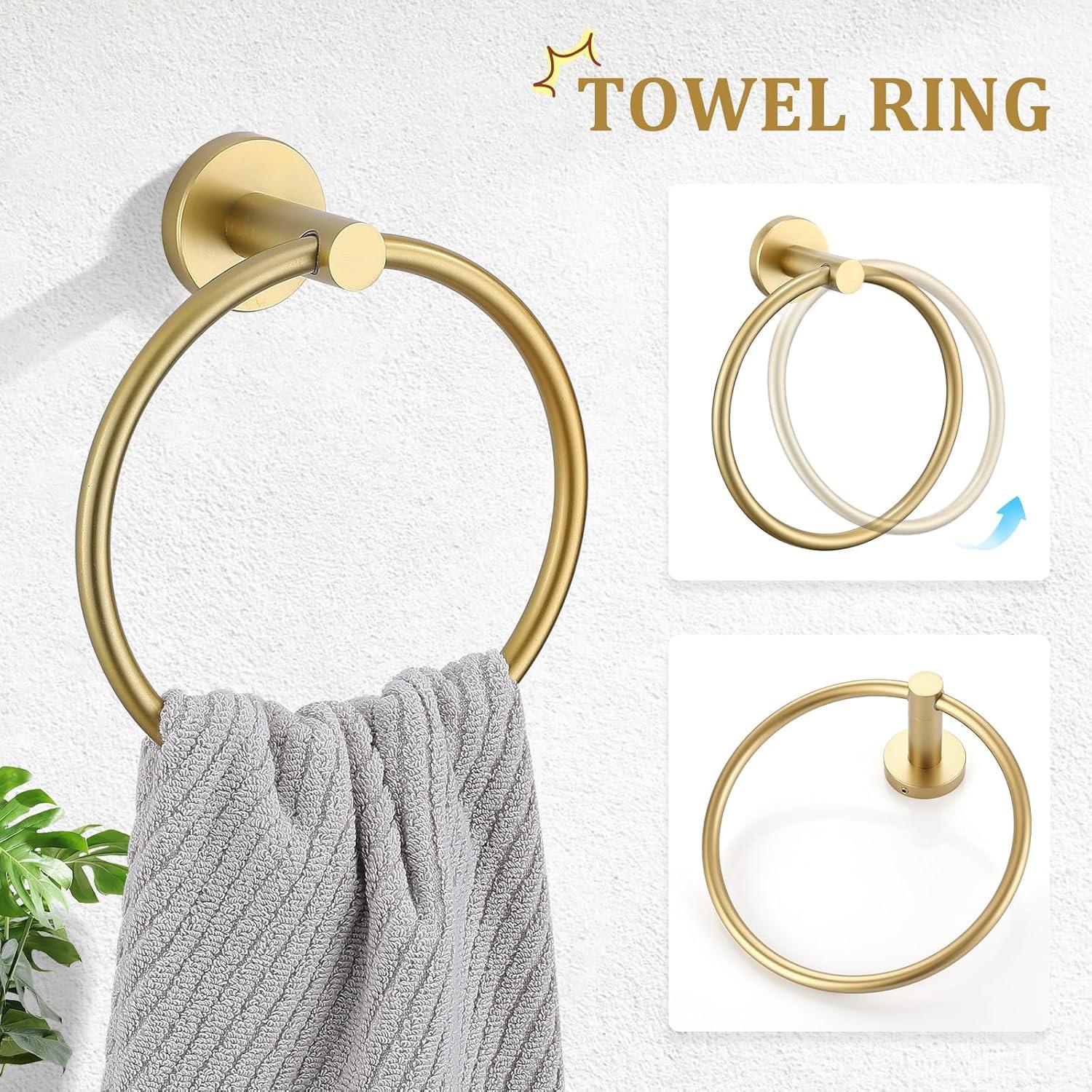 Juego de Accesorios de Baño TURS Oro Cepillado 5 Piezas