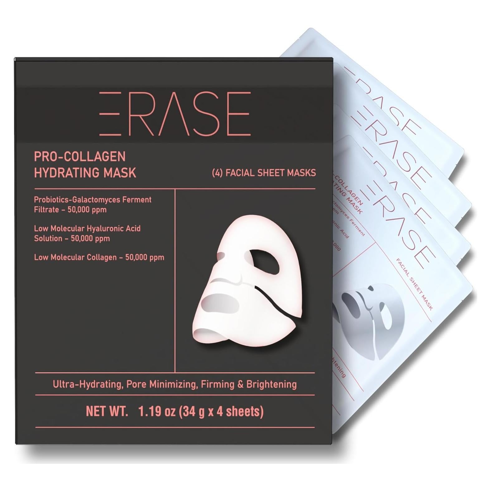 Mascarilla Facial Hidratante Erase Colágeno 18.4x15.9 cm