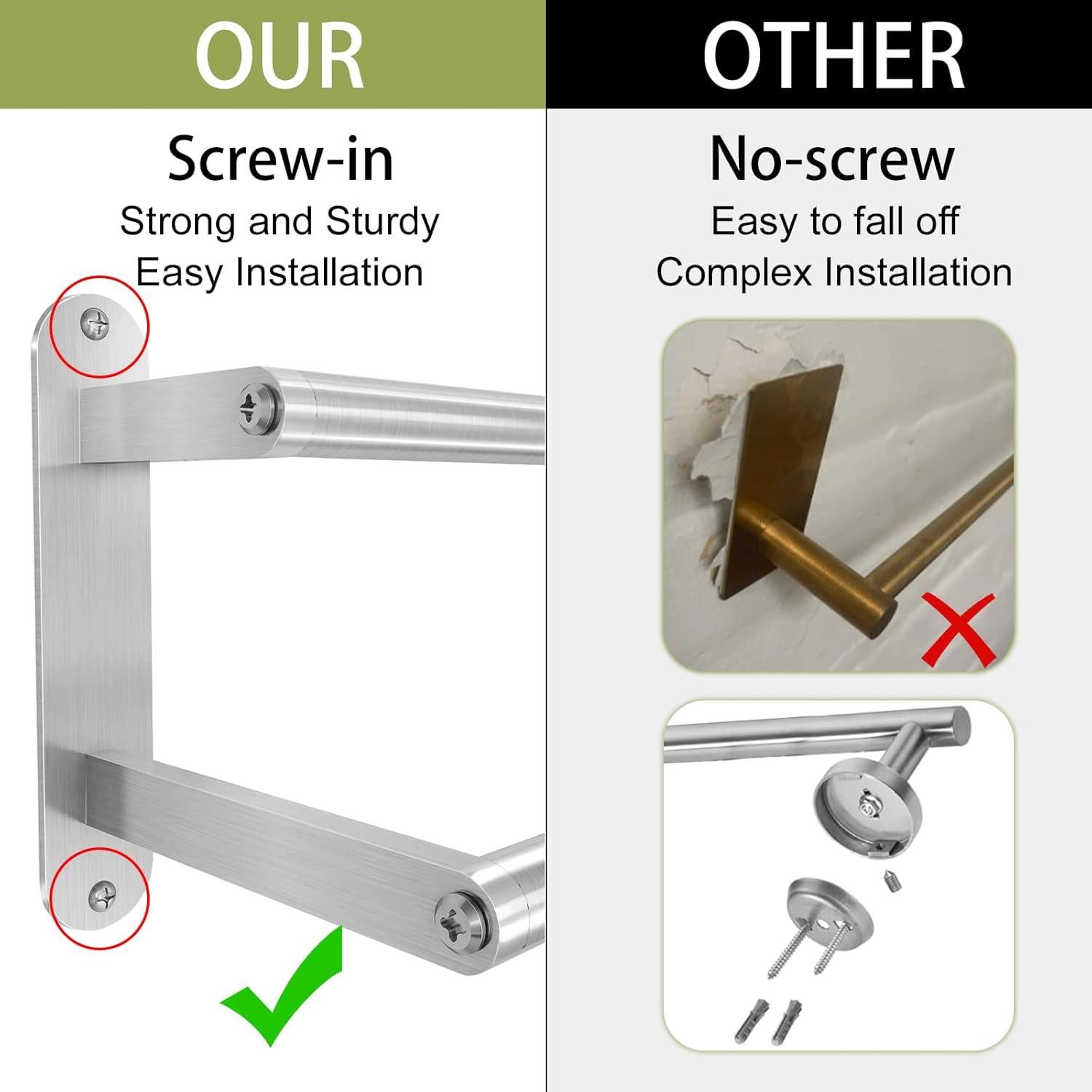 Soporte para Toallas XEENEW Doble 60 cm Acero Inoxidable