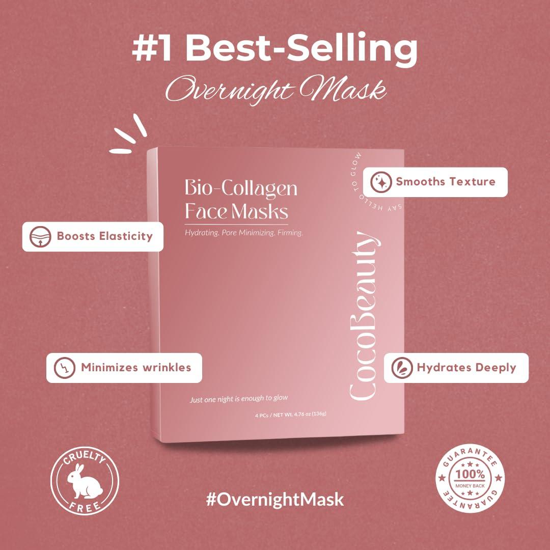 Mascarilla Facial de Colágeno CocoBeauty 16 Pcs Hidratante