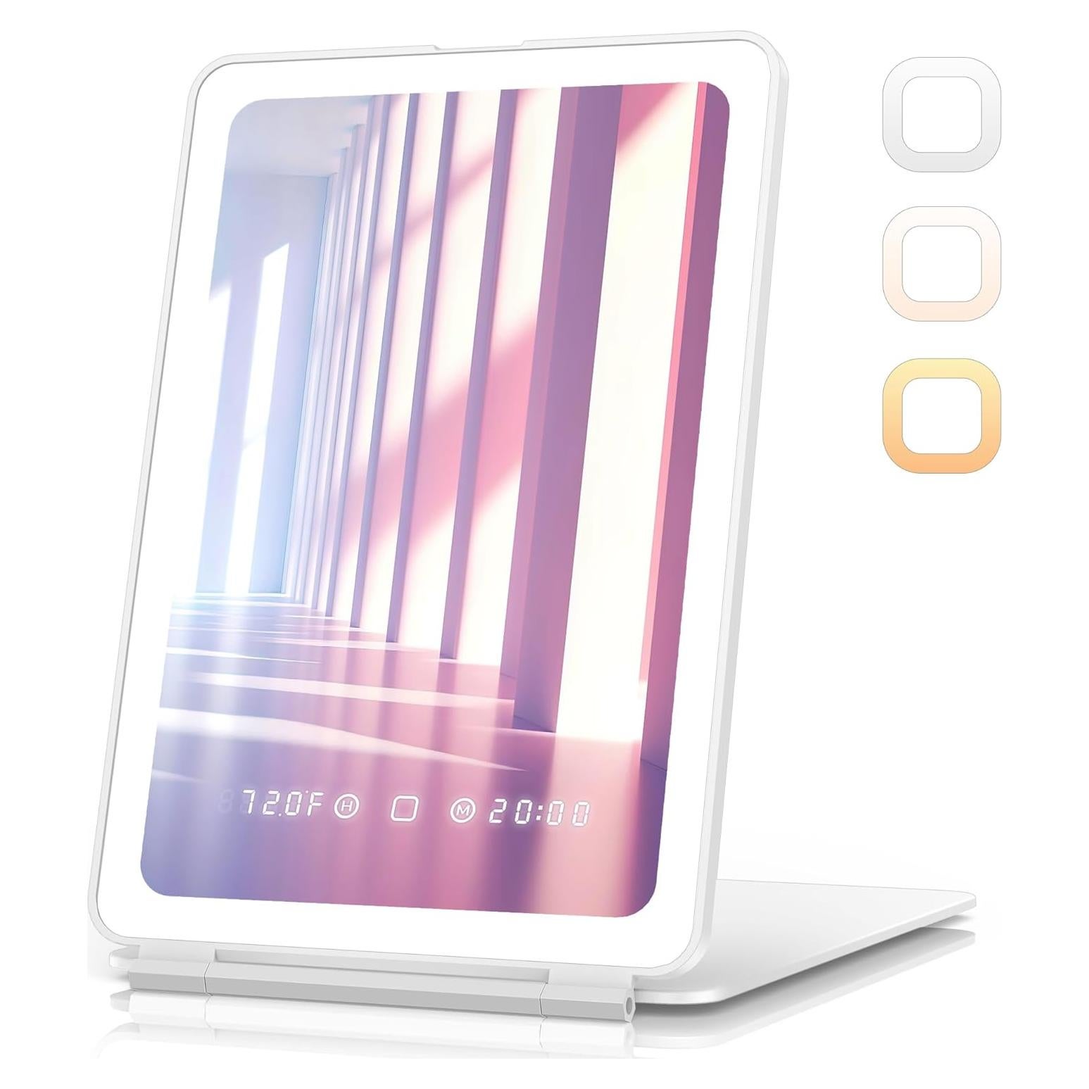 Espejo de Maquillaje Plegable Zemmys 20.32x13.46cm LED Táctil