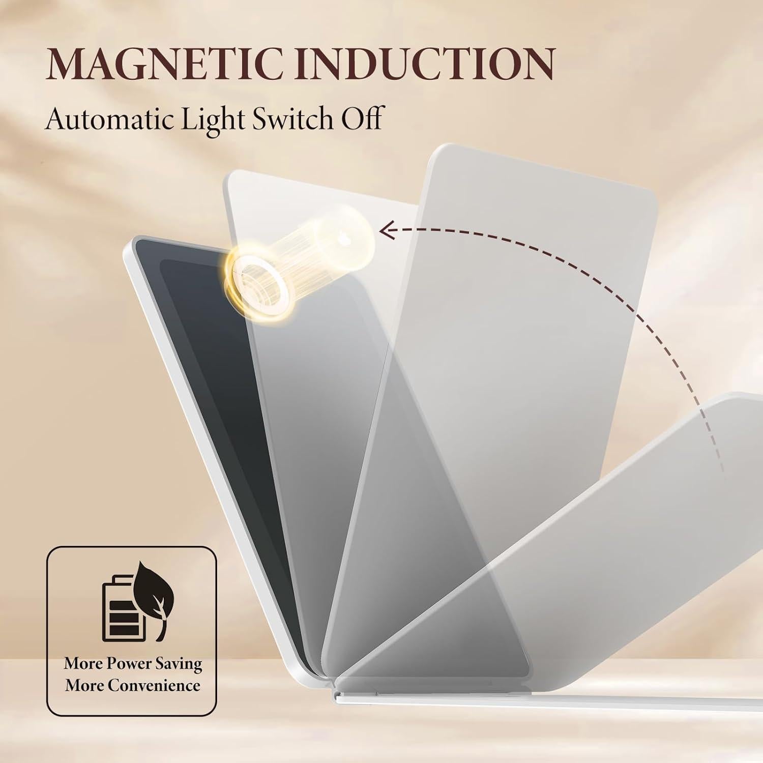 Espejo de Maquillaje Plegable Zemmys 20.32x13.46cm LED Táctil