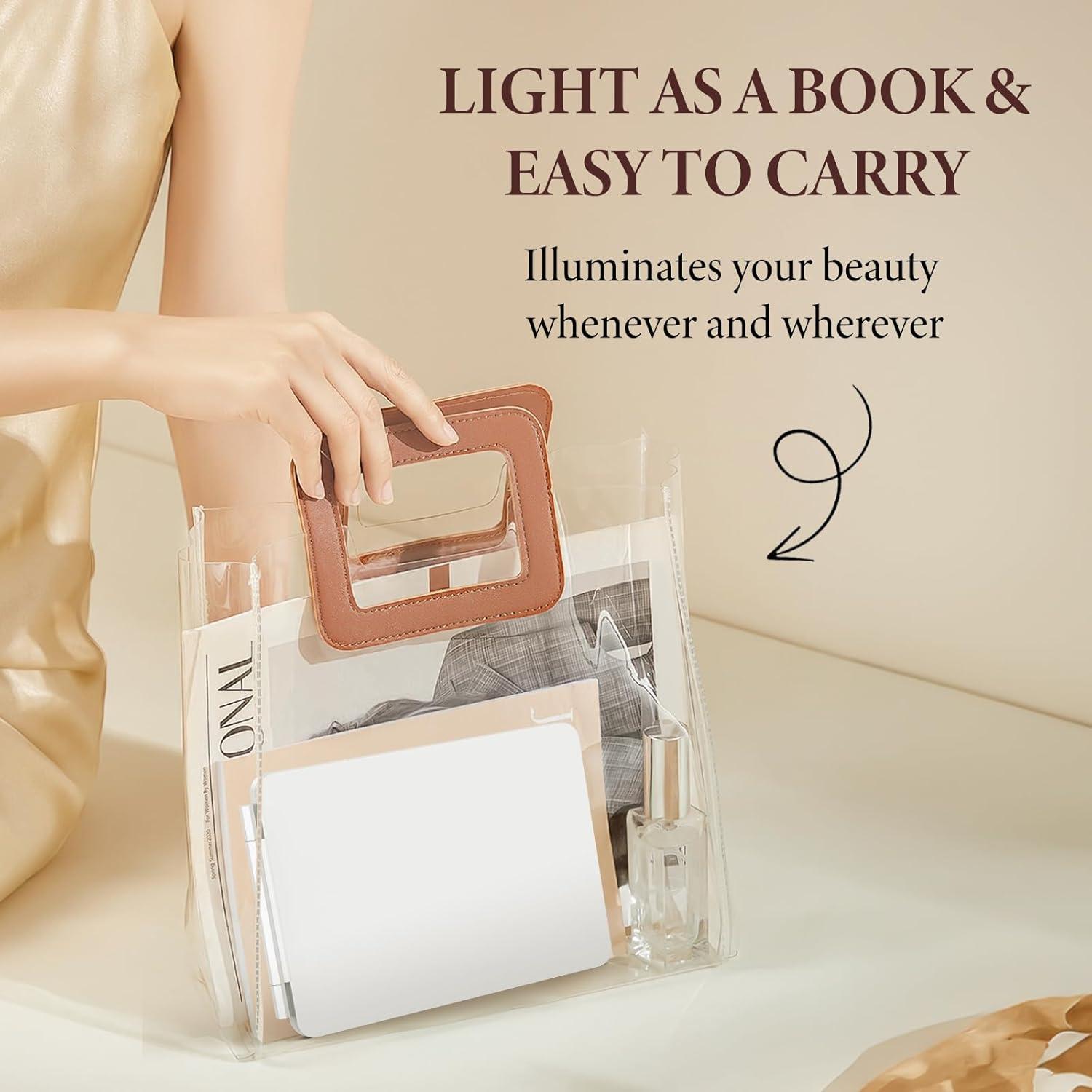 Espejo de Maquillaje Plegable Zemmys 20.32x13.46cm LED Táctil