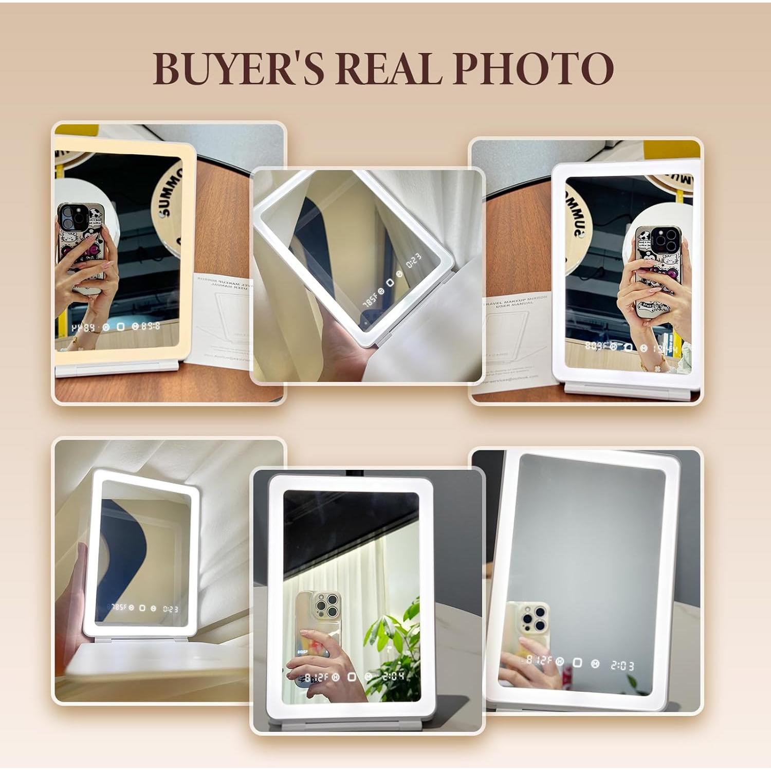 Espejo de Maquillaje Plegable Zemmys 20.32x13.46cm LED Táctil