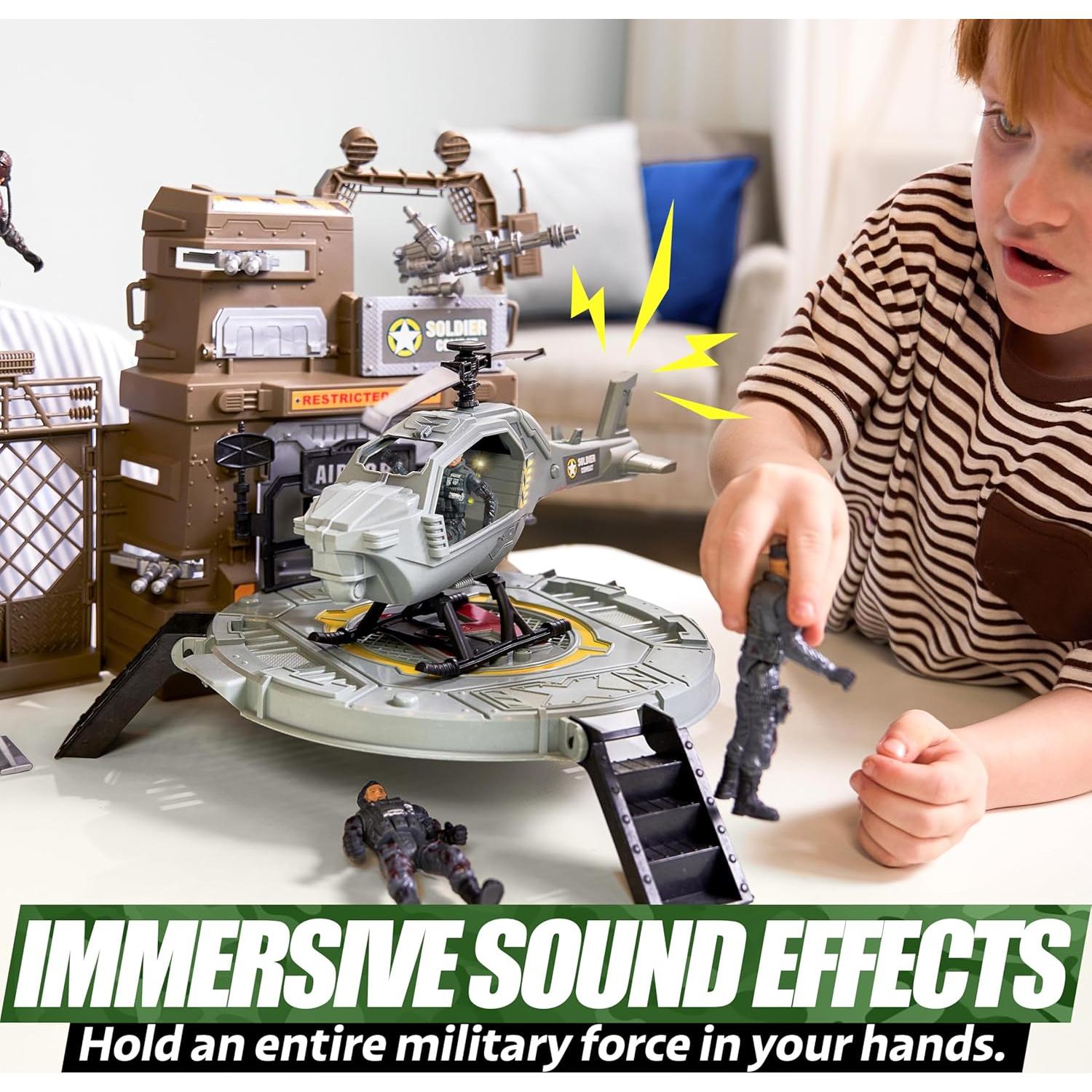 Set de Juguetes Militares Syncfun con Helicóptero y Figuras