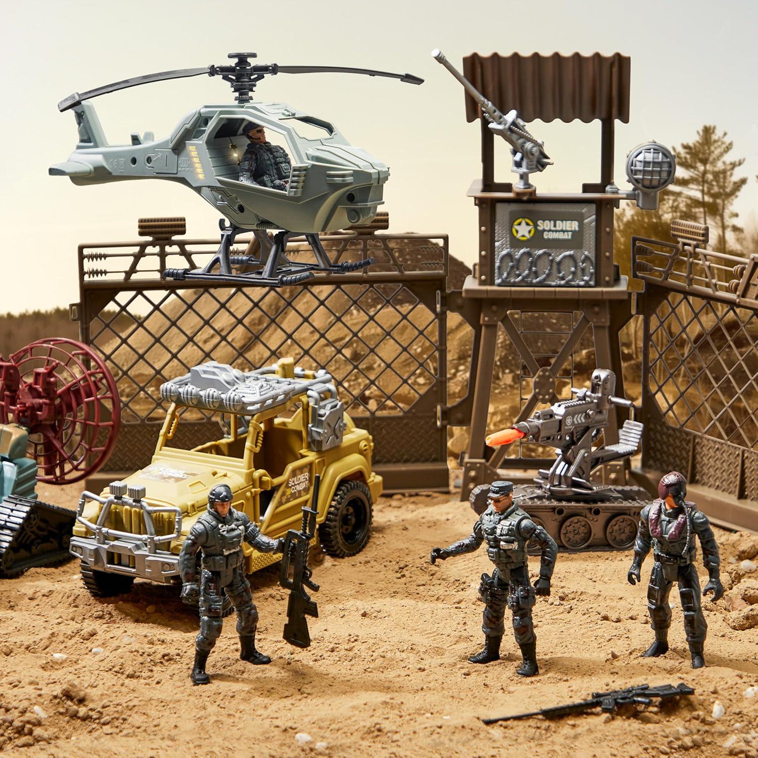 Set de Juguetes Militares Syncfun con Helicóptero y Figuras
