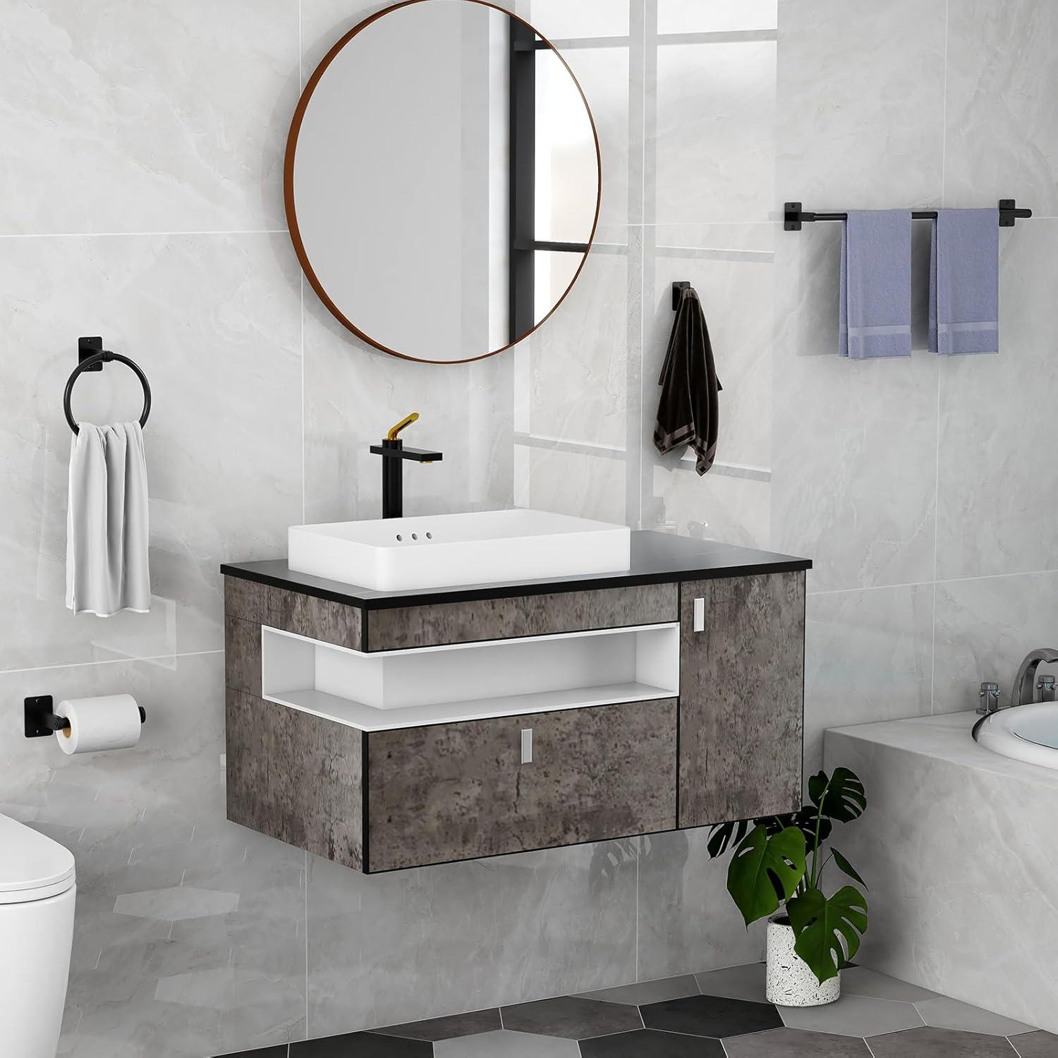 Juego de Accesorios de Baño KLJKPA 4 Piezas Negro Mate