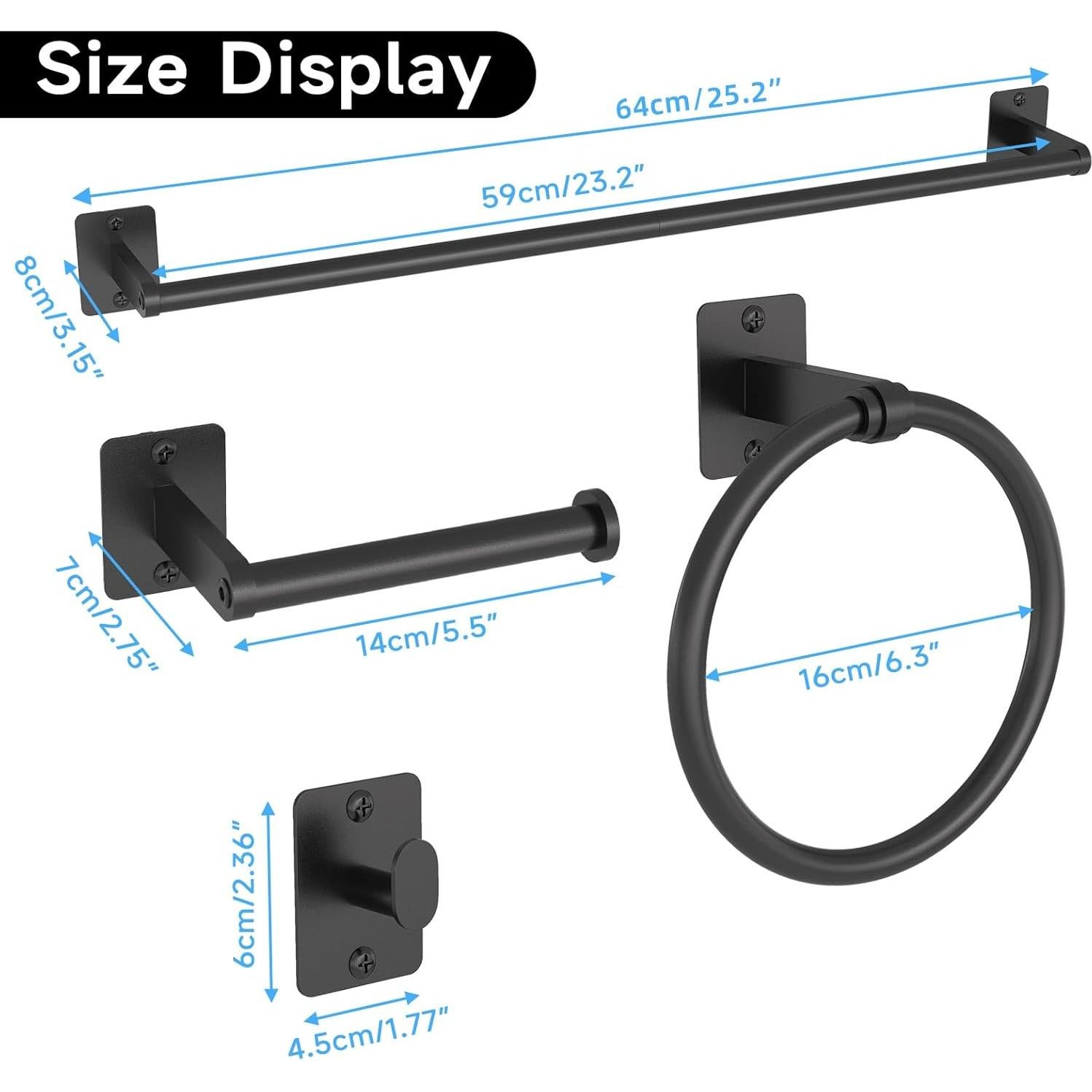 Juego de Accesorios de Baño KLJKPA 4 Piezas Negro Mate