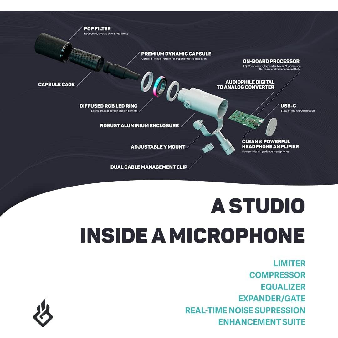 Micrófono Dinámico USB BEACN Light para PC con Soporte Ajustable