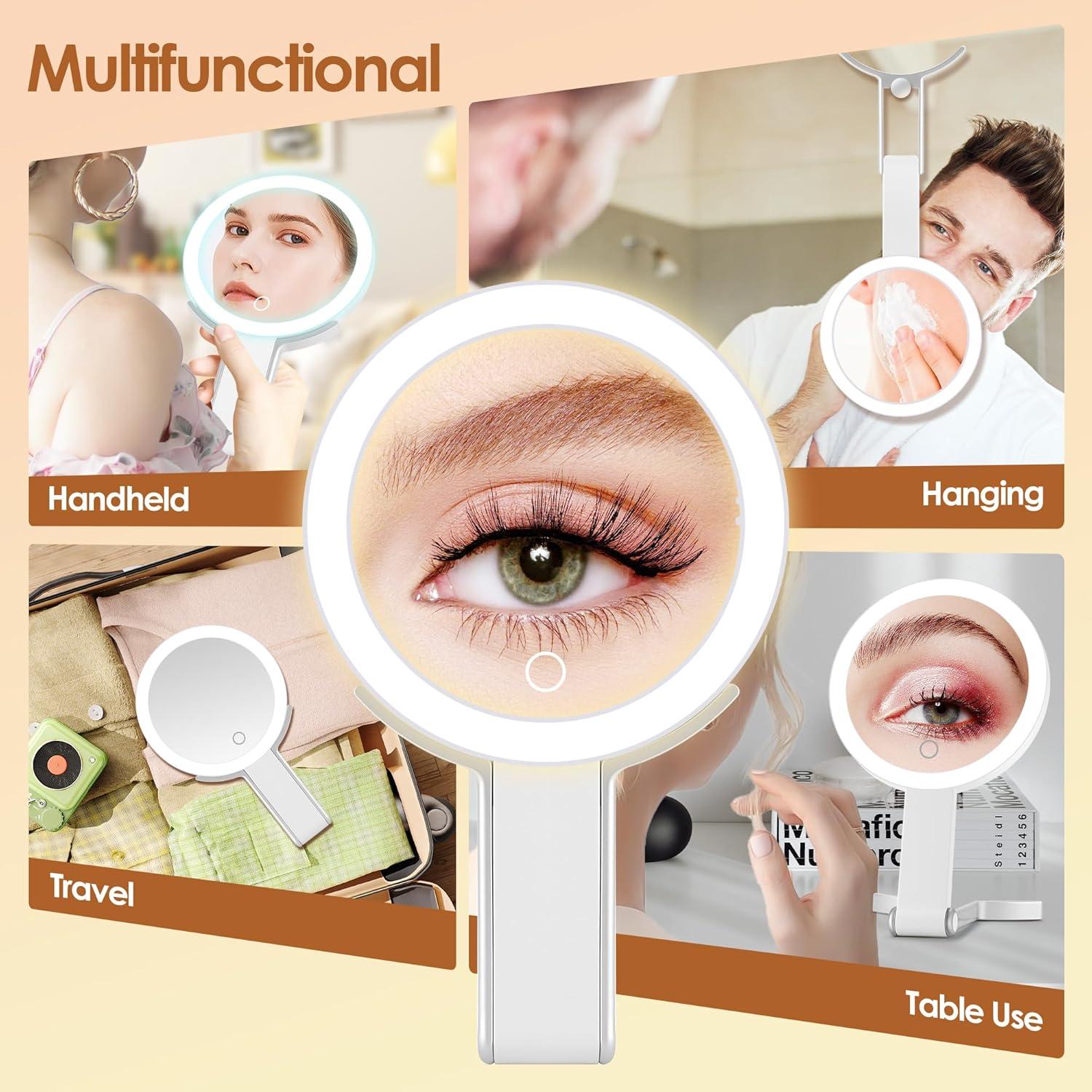 Espejo de Aumento MIYADIVA 30X/1X con Luz Táctil Plegable Blanco