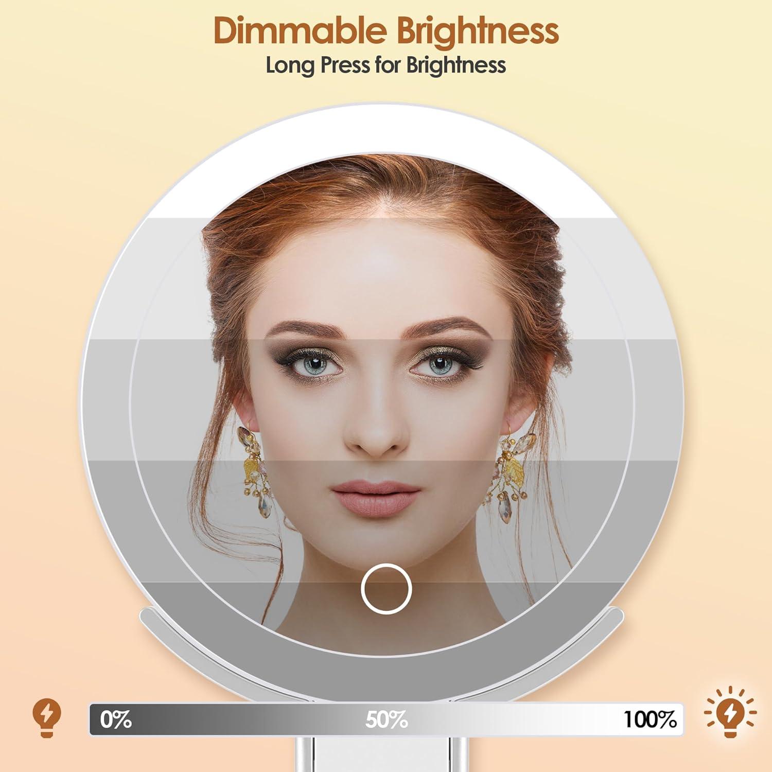 Espejo de Aumento MIYADIVA 30X/1X con Luz Táctil Plegable Blanco