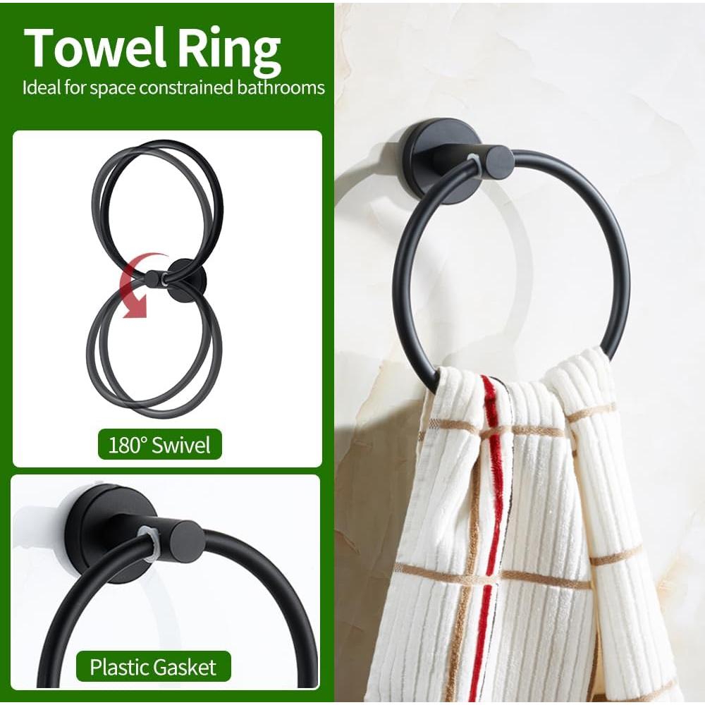 Juego de Accesorios de Baño RUBY.Q 10 Piezas Negro Mate