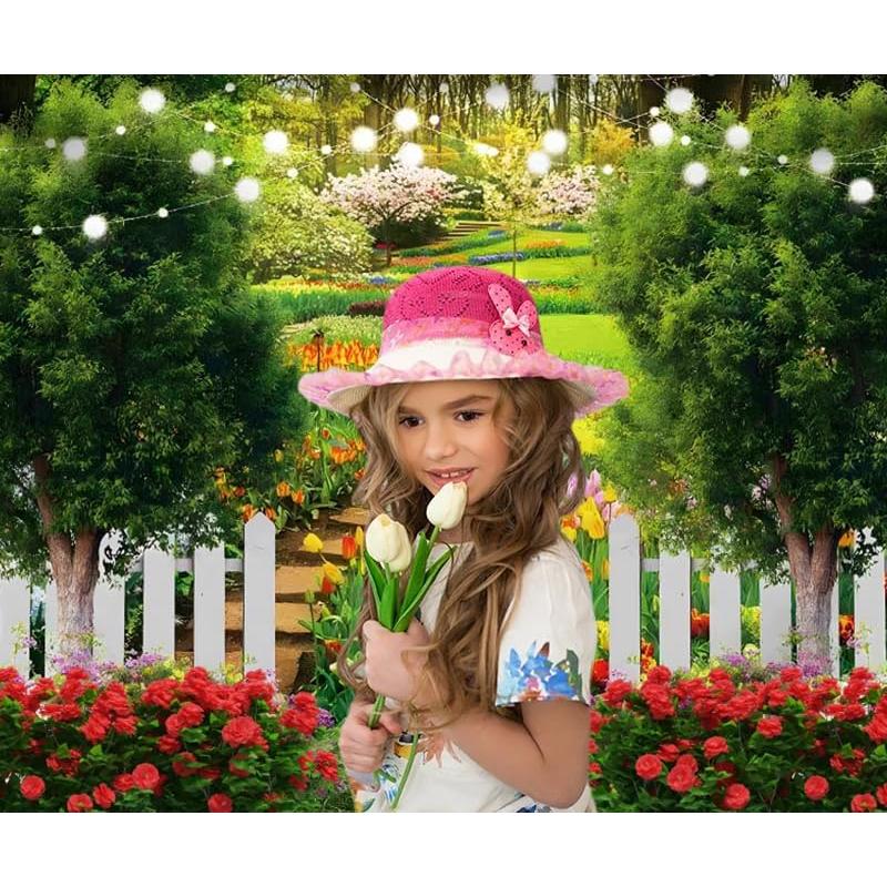 Fondo de Foto Vinilo Nihilar 3x2.5m Jardín Tulipanes