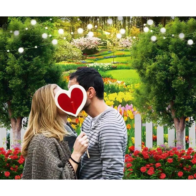 Fondo de Foto Vinilo Nihilar 3x2.5m Jardín Tulipanes