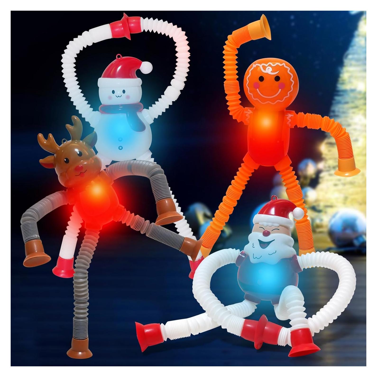 Tuberías Pop LED de Navidad AGRASIV 4 Pcs Juguetes Antiestrés