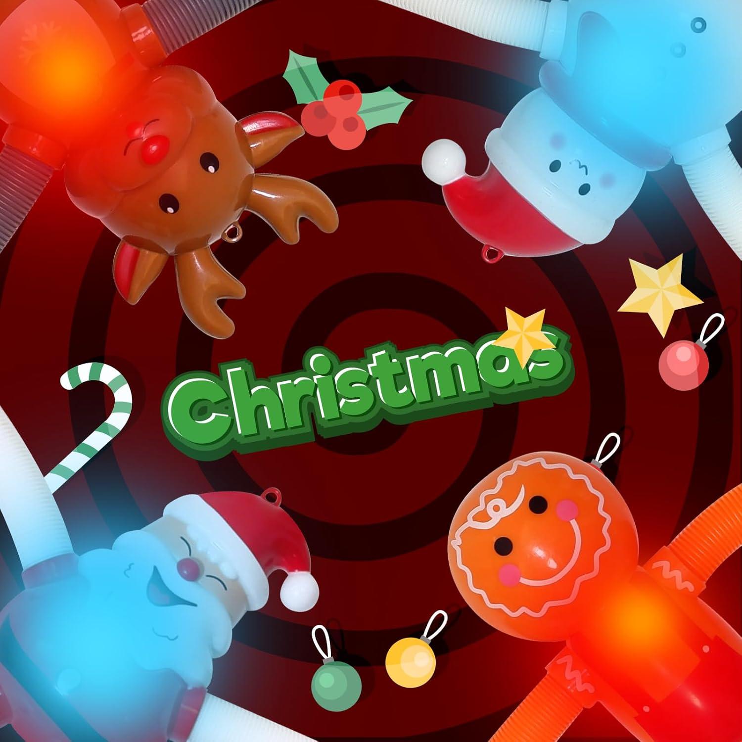 Tuberías Pop LED de Navidad AGRASIV 4 Pcs Juguetes Antiestrés