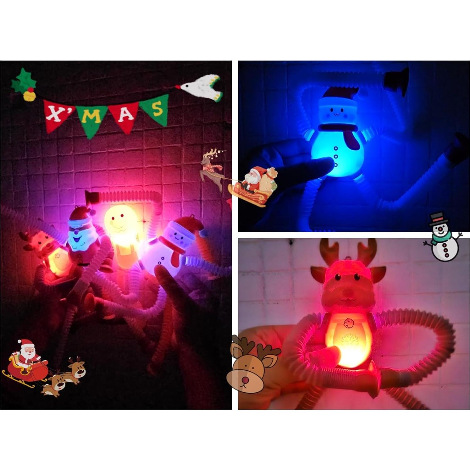 Tuberías Pop LED de Navidad AGRASIV 4 Pcs Juguetes Antiestrés