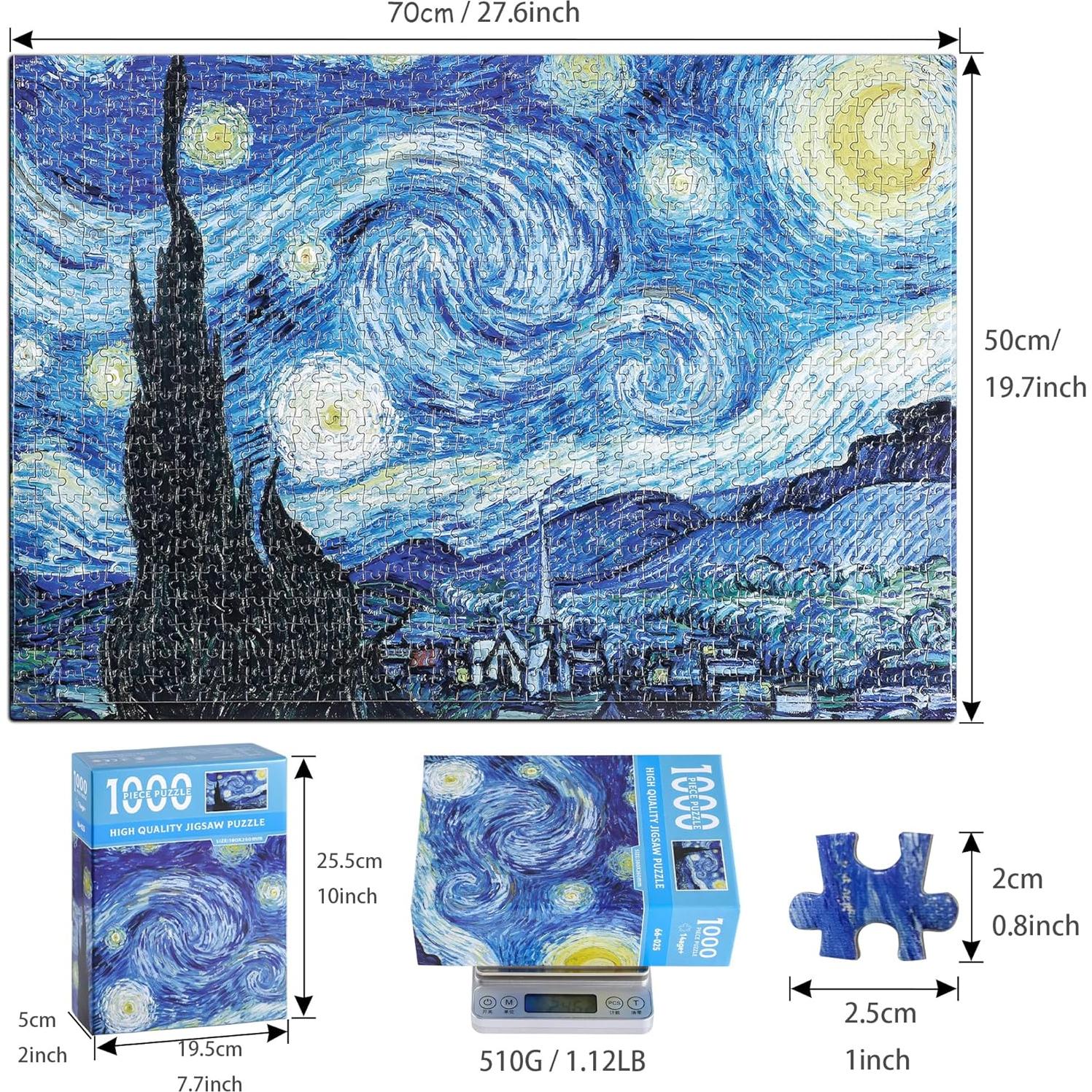 Rompecabezas 1000 Piezas YOGEON Noche Estrellada Van Gogh 70x50cm