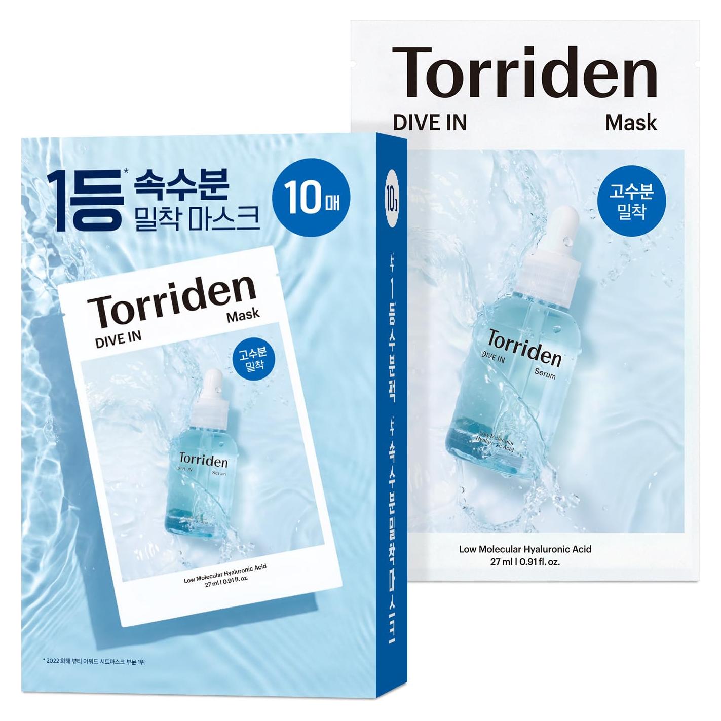 Mascarilla Facial Torriden DIVE IN Ácido Hialurónico 10 Hojas