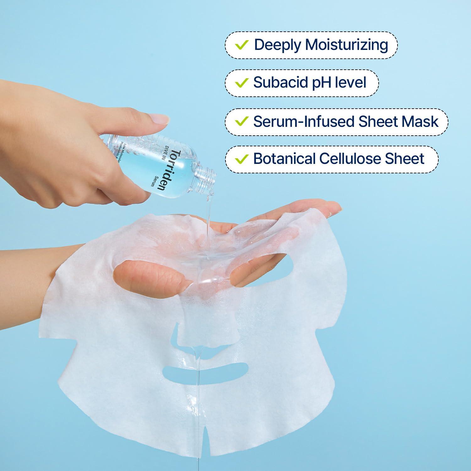 Mascarilla Facial Torriden DIVE IN Ácido Hialurónico 10 Hojas