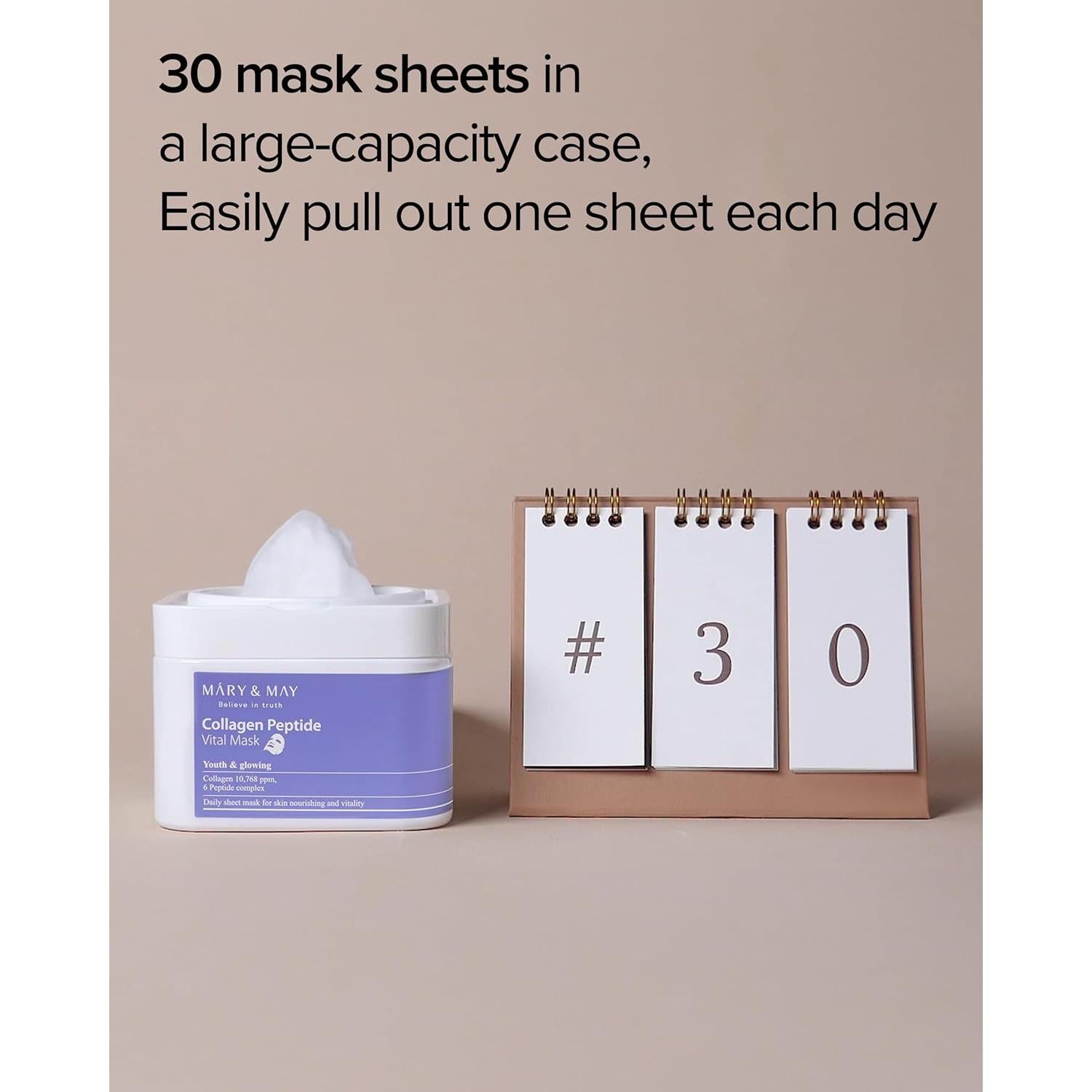 Máscara Vital de Péptidos de Colágeno Mary&May - 30 Hojas