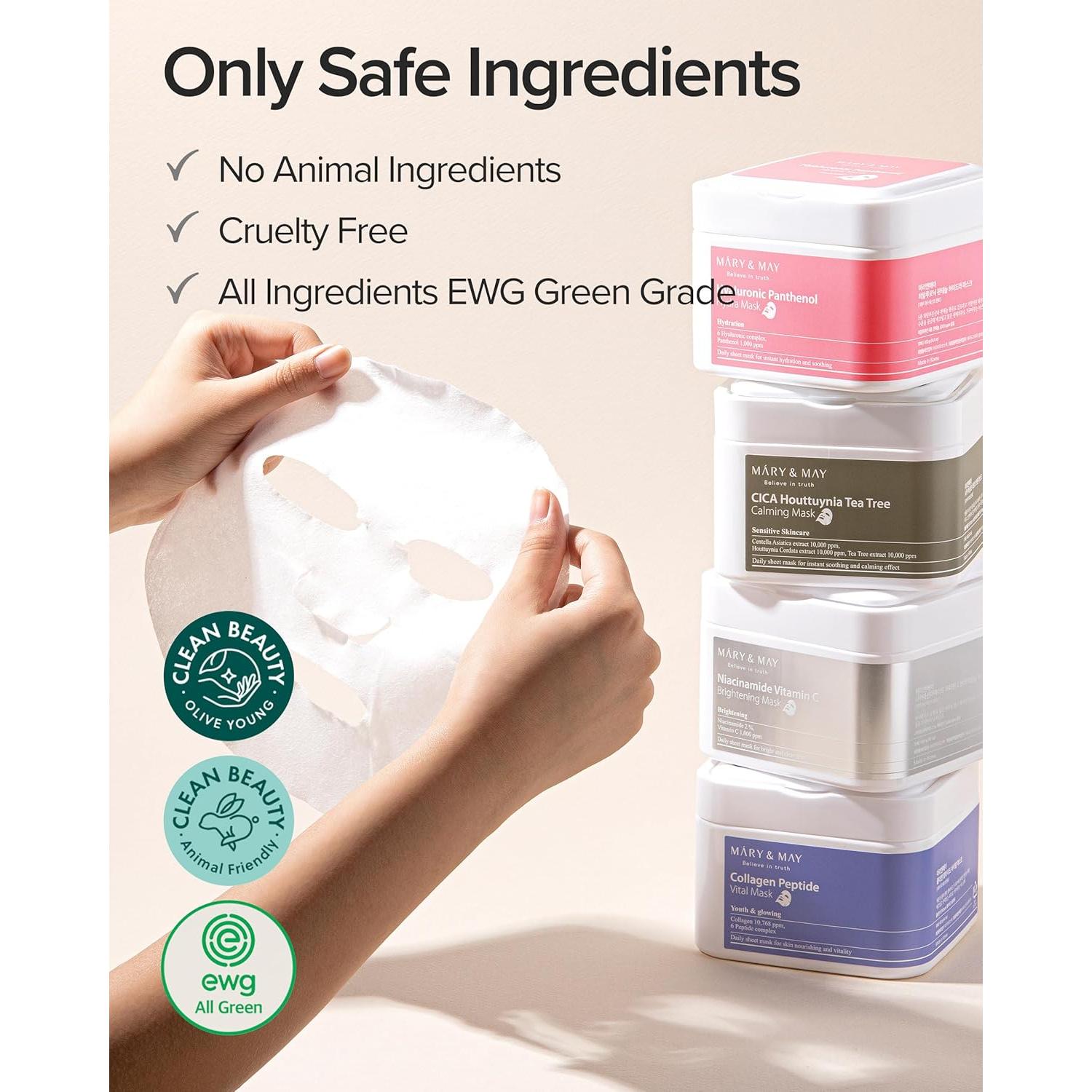 Máscara Vital de Péptidos de Colágeno Mary&May - 30 Hojas
