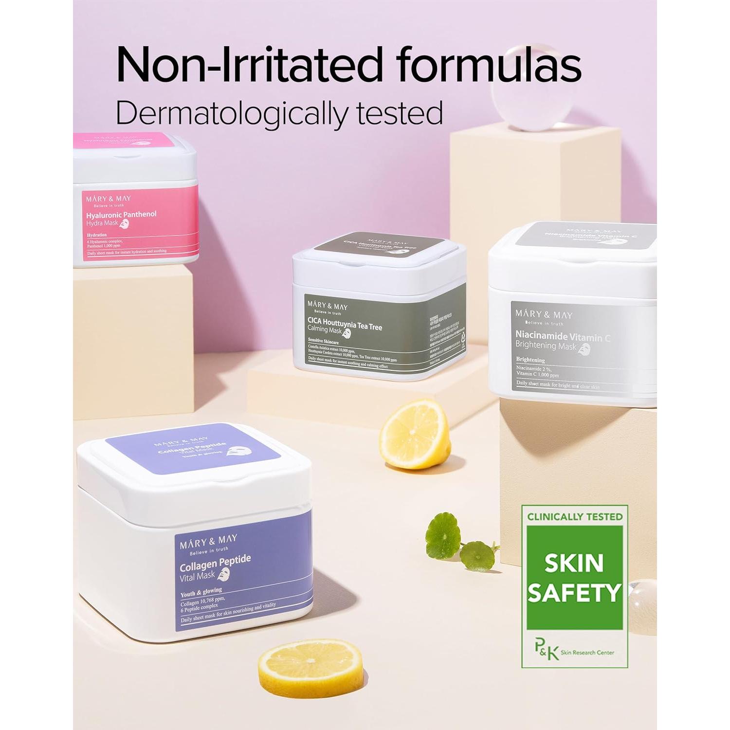 Máscara Vital de Péptidos de Colágeno Mary&May - 30 Hojas