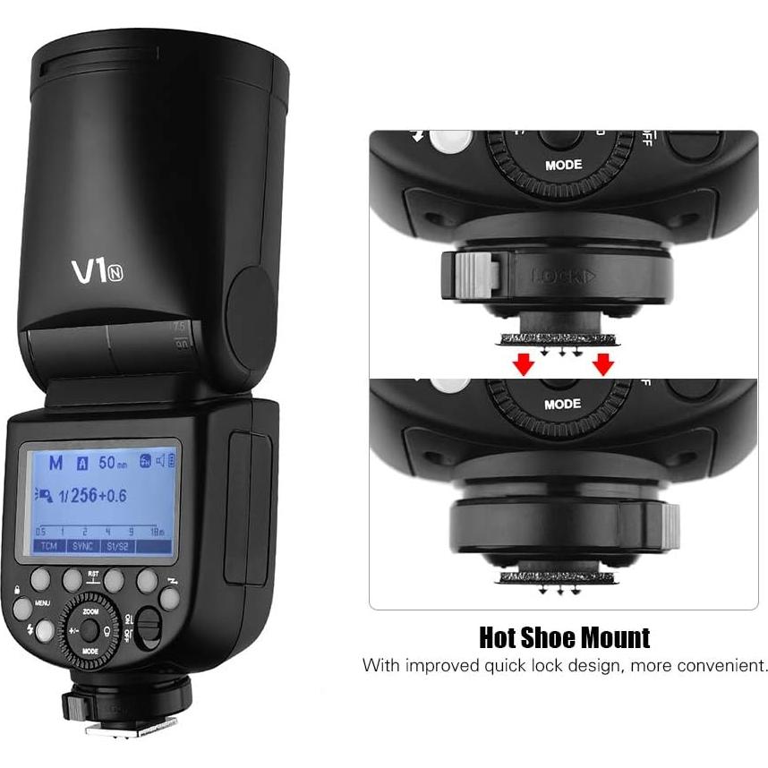 Flash Profesional Godox V1N para Cámara Nikon Inalámbrico 2.4G