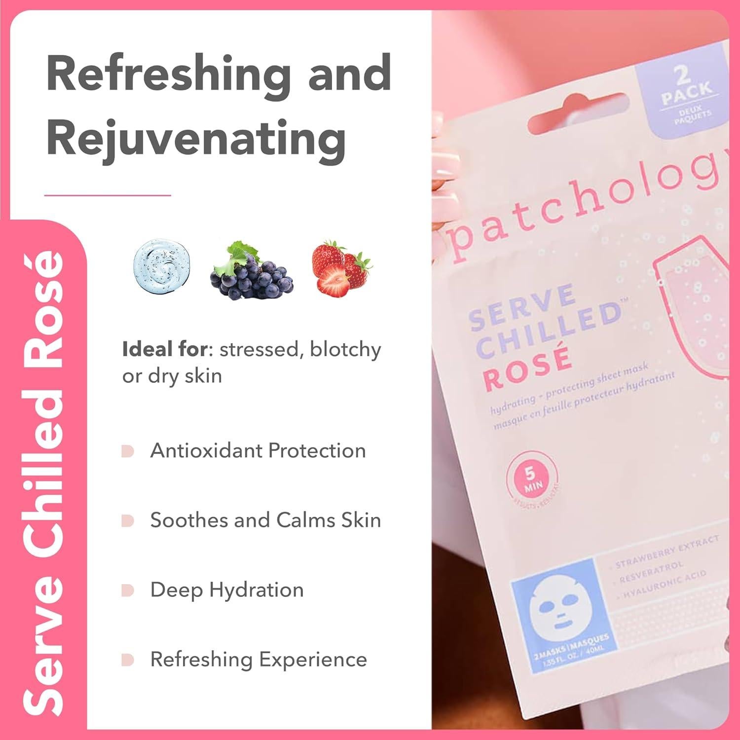 Paquete de 6 Mascarillas Faciales Patchology - Iluminadora, Hidratante y Renovadora