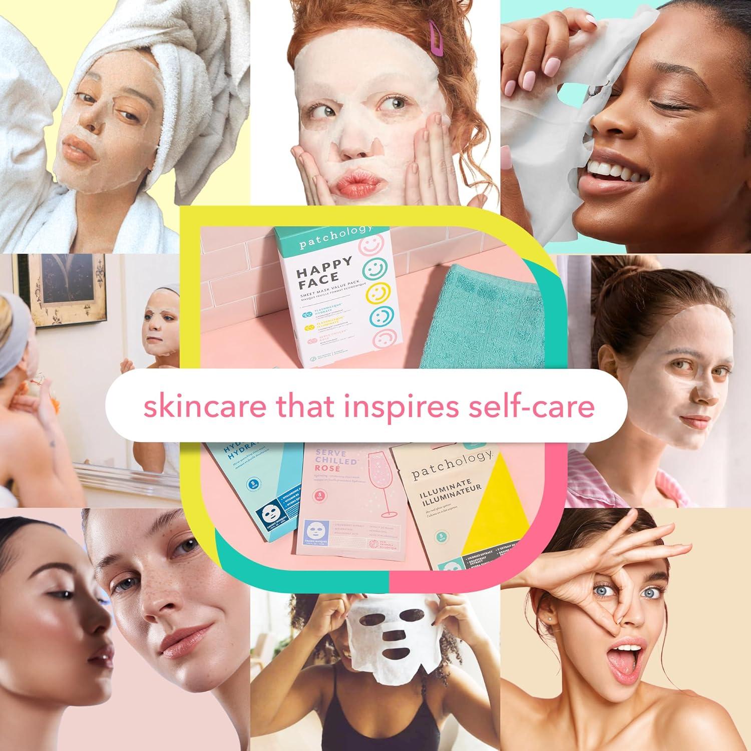 Paquete de 6 Mascarillas Faciales Patchology - Iluminadora, Hidratante y Renovadora