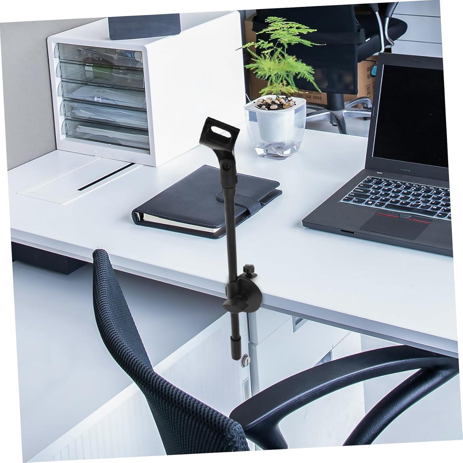 Garneck Adjustable Floor Mic Stand Retractable Microphone Clip Holder for Recording Live Streaming Lightweight and Durable